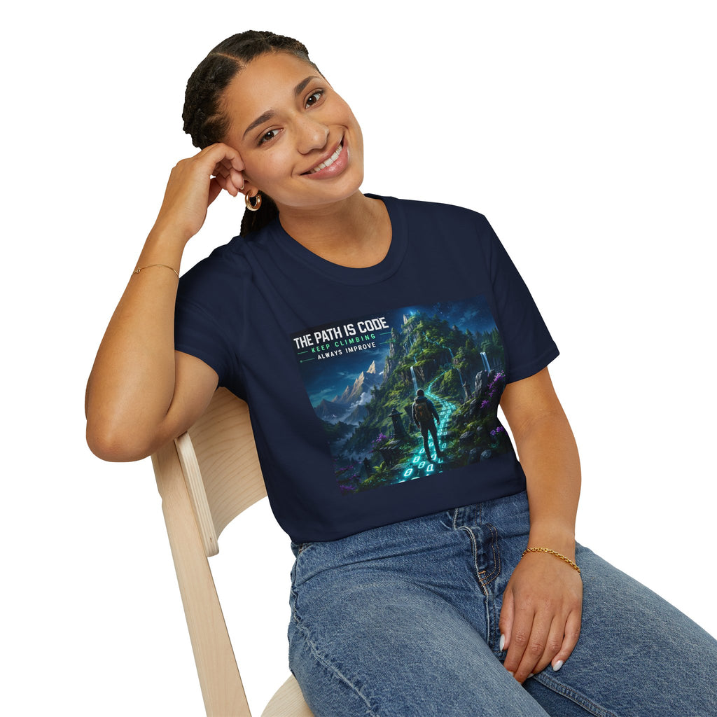 "The Path Is Code" Motivational Programming Mountaintop Pathway Graphic Design T-Shirt