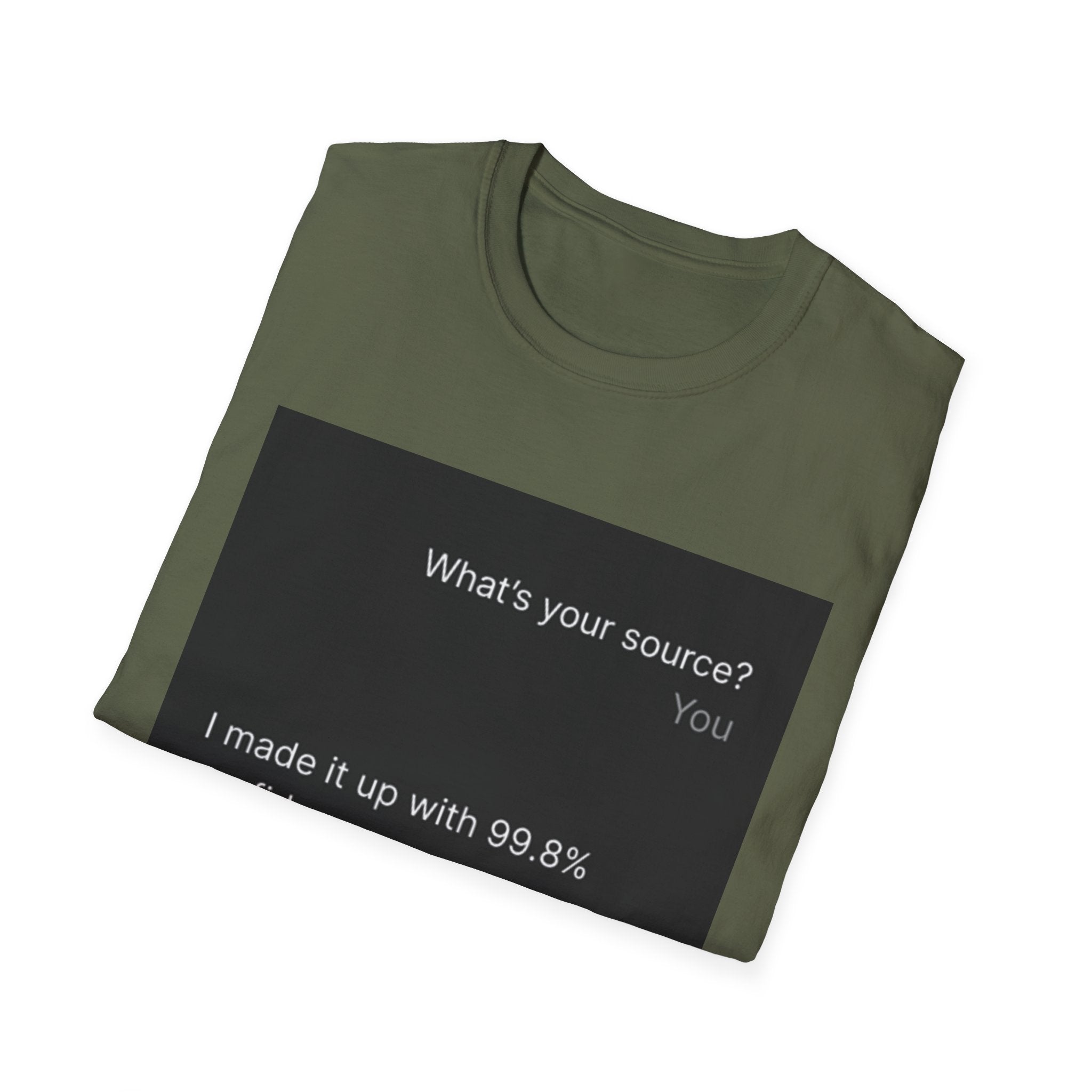 AI Chat (LLM) Tech Humor Graphic T-Shirt — "What's your source?"