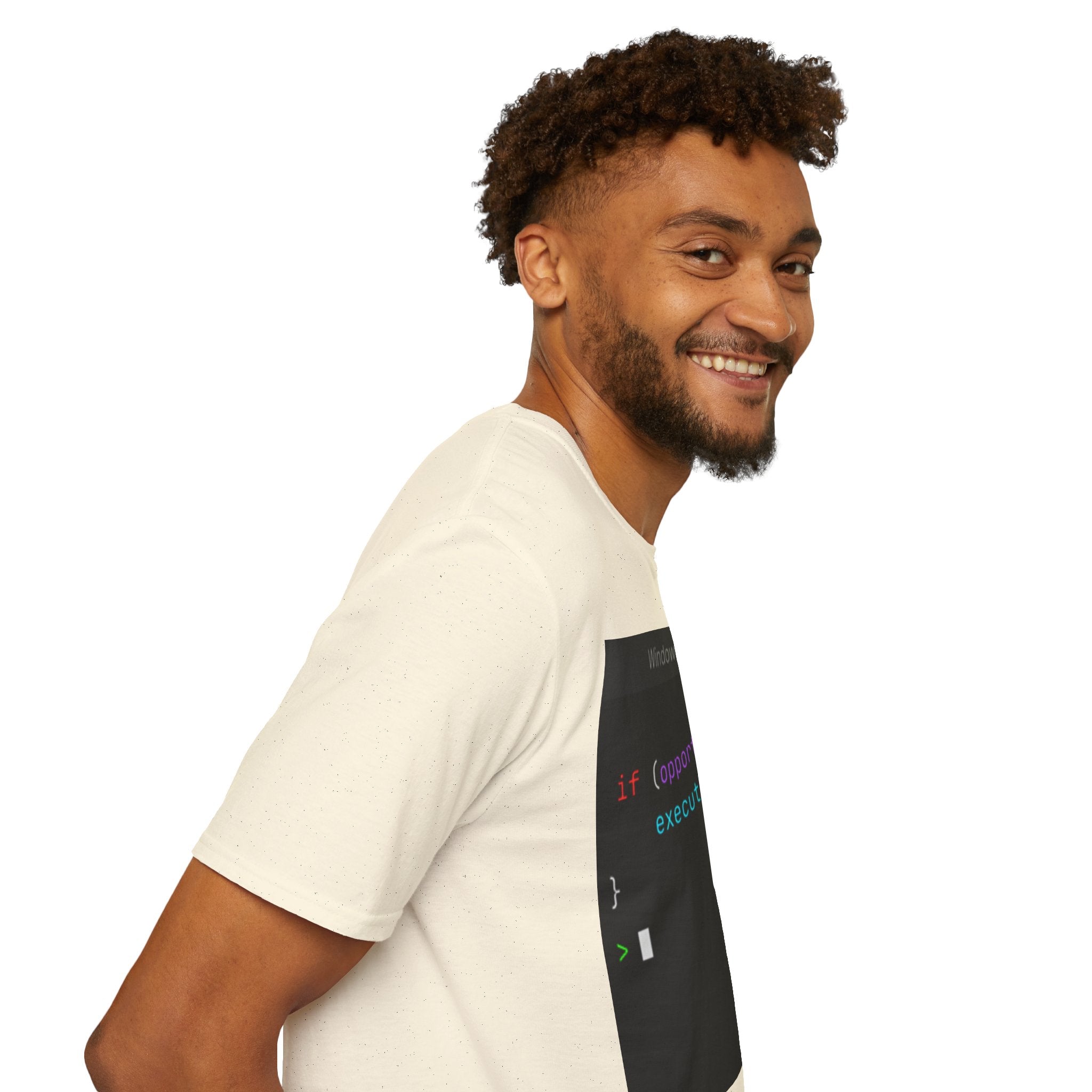 "if (opportunity) { execute(); }" Coding Terminal Motivational Graphic T-Shirt
