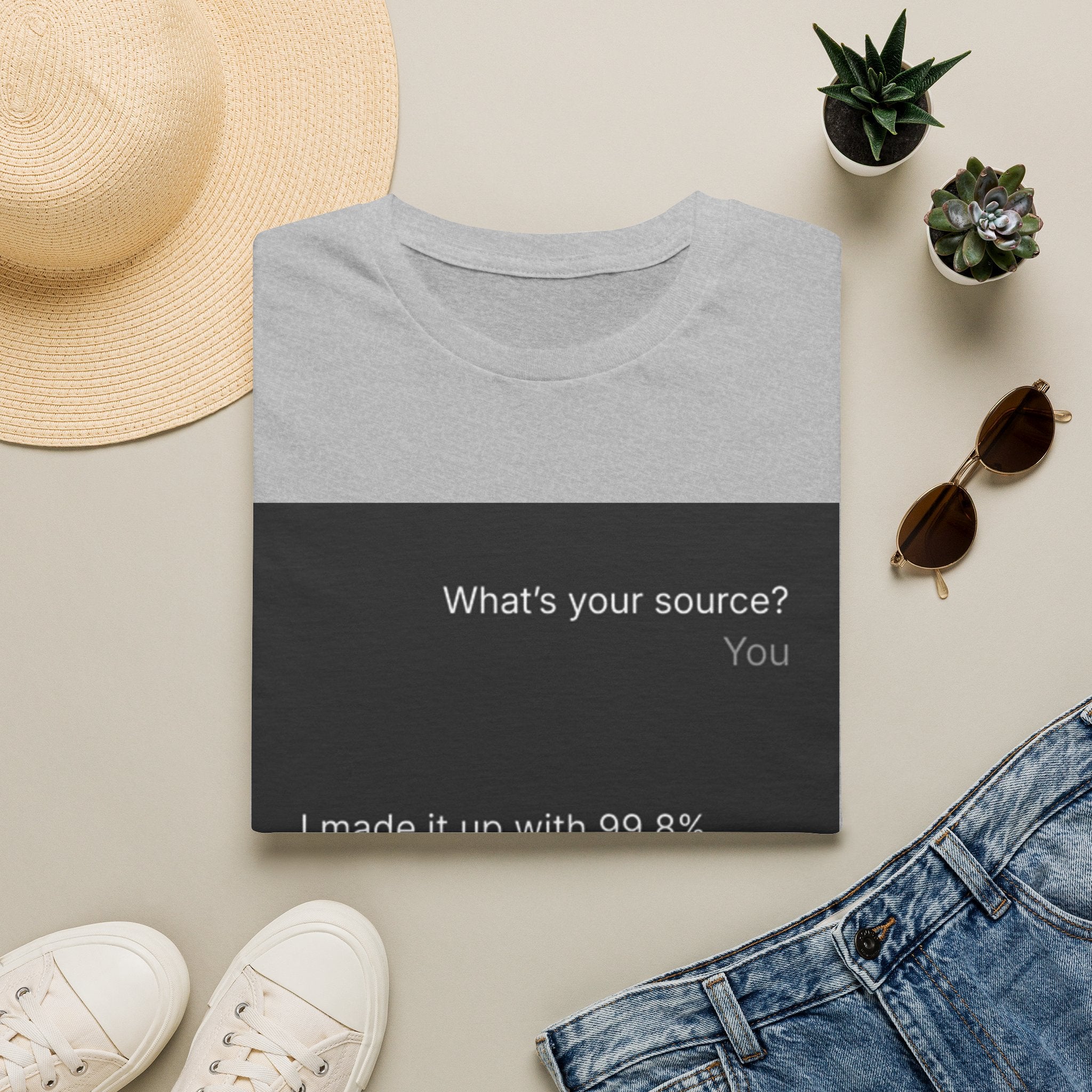 AI Chat (LLM) Tech Humor Graphic T-Shirt — "What's your source?"