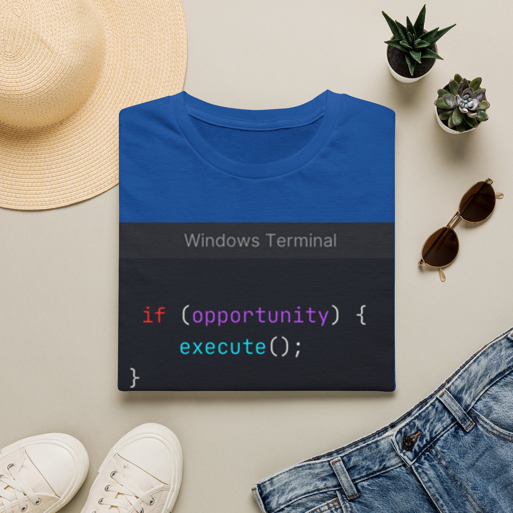 "if (opportunity) { execute(); }" Coding Terminal Motivational Graphic T-Shirt