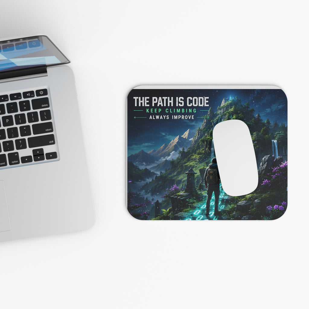 "The Path Is Code" Motivational Programming Mountaintop Scenic Pathway Graphic Design Mouse Pad