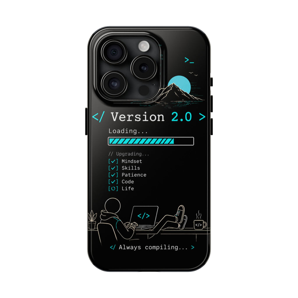 "< Version 2.0 >" Motivational Programmer Coding Graphic Design Tough Phone Case