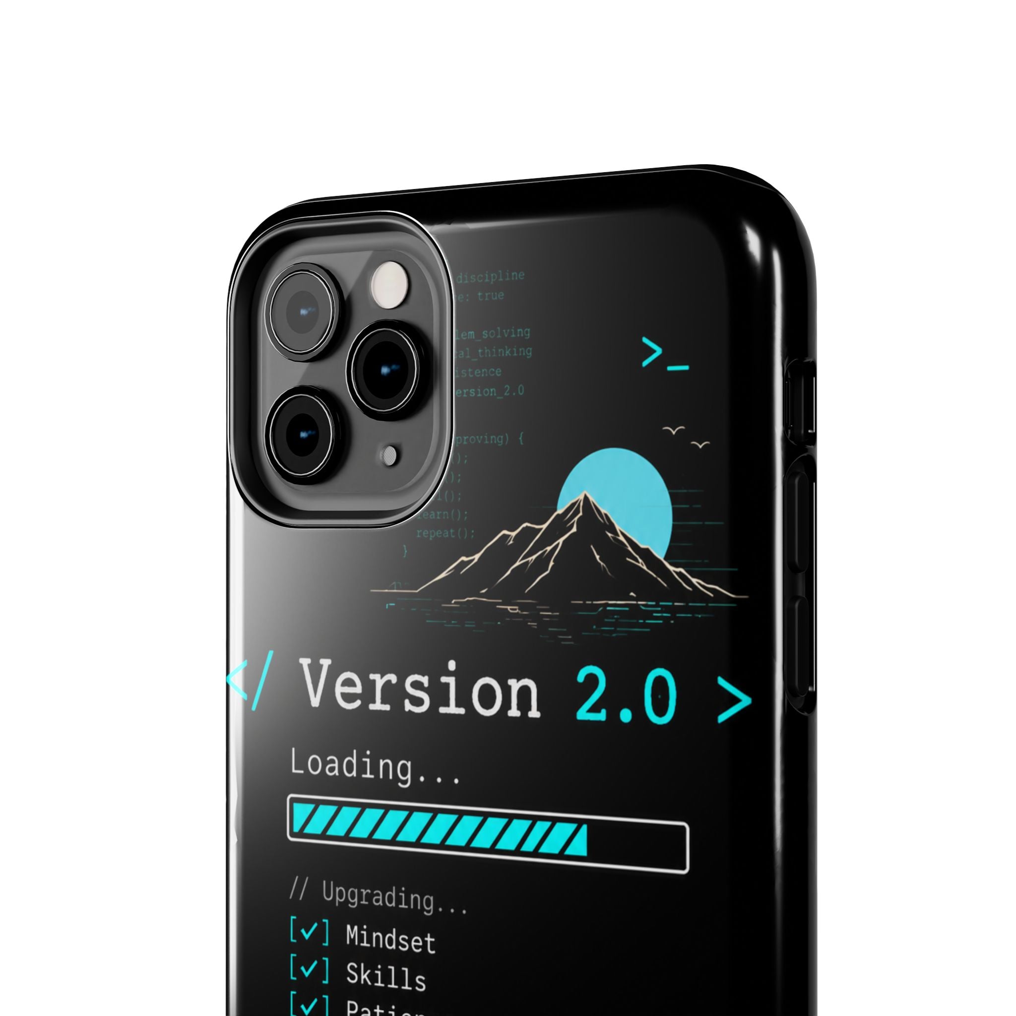 "< Version 2.0 >" Motivational Programmer Coding Graphic Design Tough Phone Case