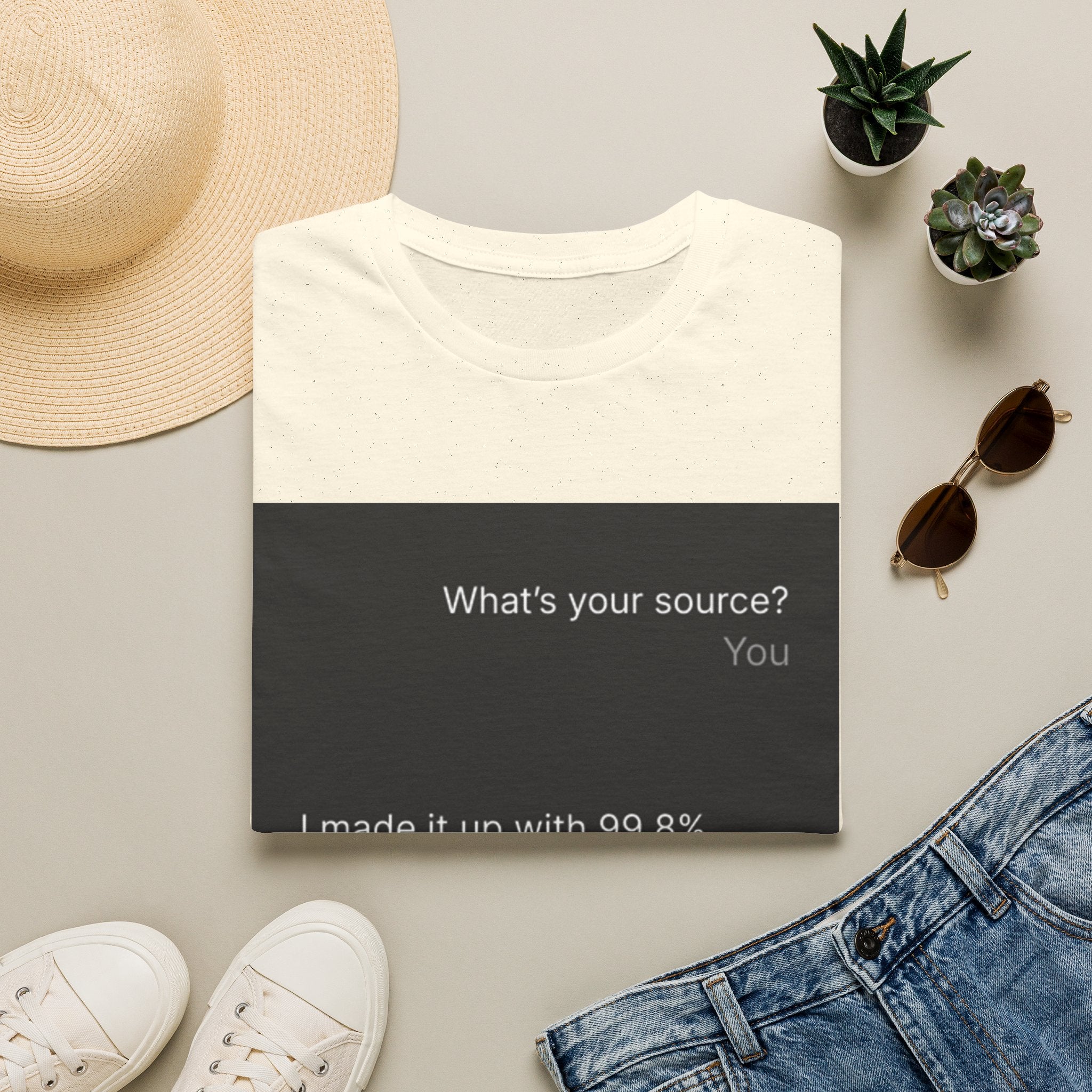 AI Chat (LLM) Tech Humor Graphic T-Shirt — "What's your source?"