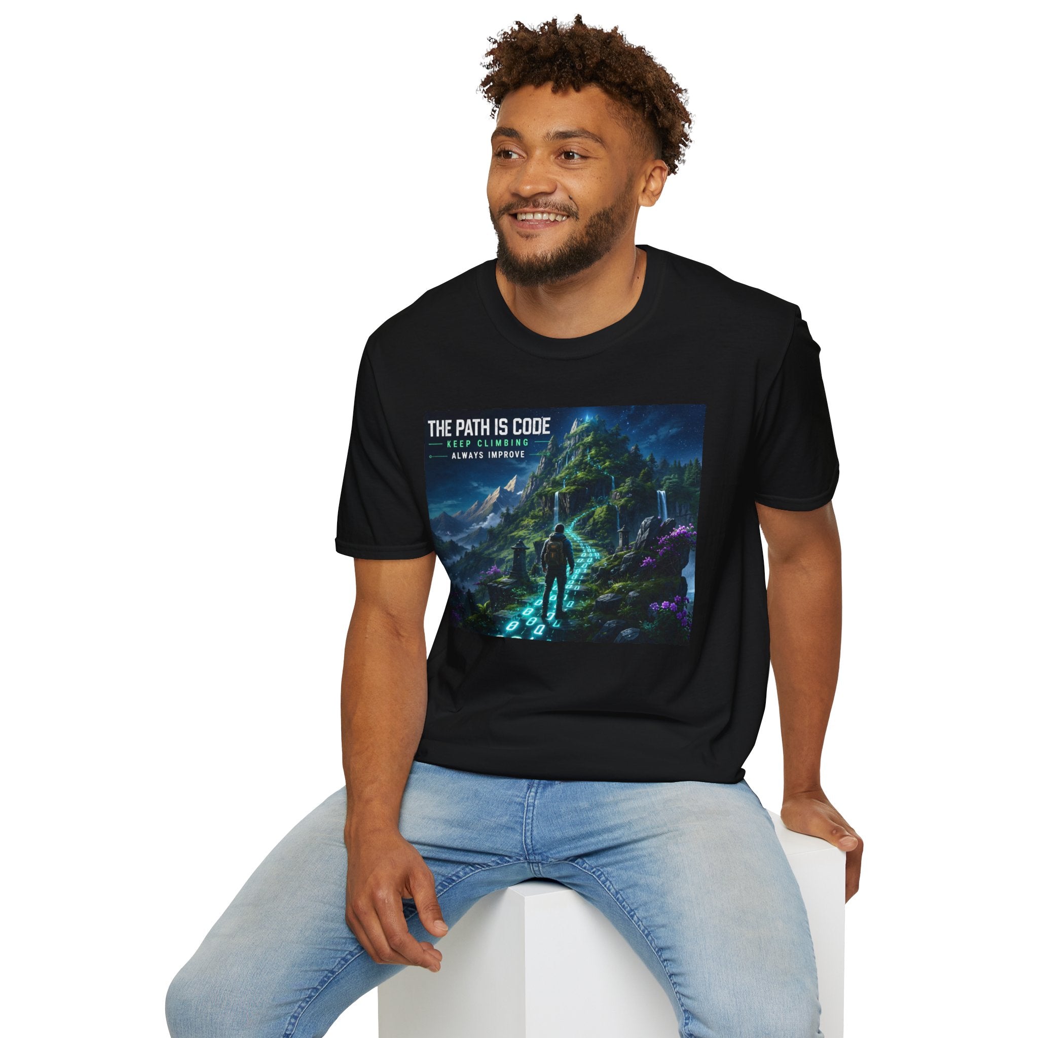 "The Path Is Code" Motivational Programming Mountaintop Pathway Graphic Design T-Shirt