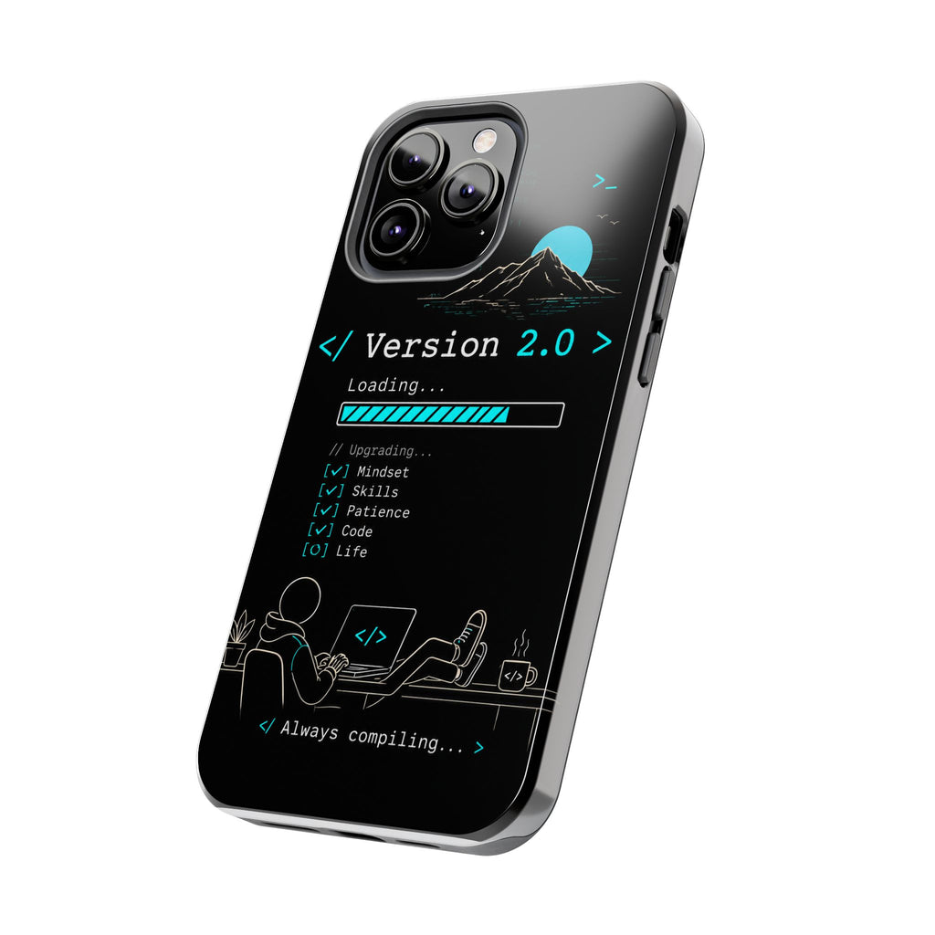 "< Version 2.0 >" Motivational Programmer Coding Graphic Design Tough Phone Case