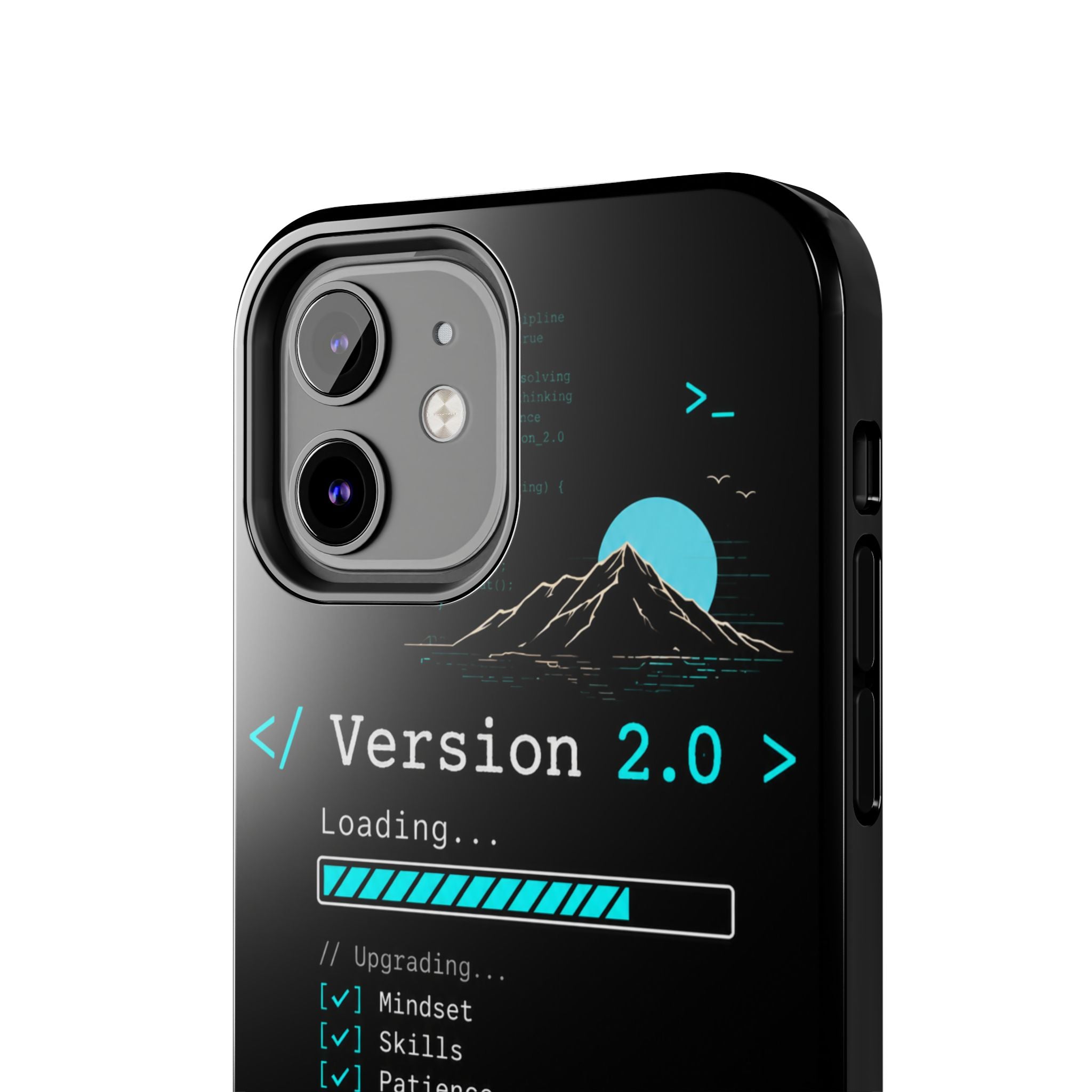 "< Version 2.0 >" Motivational Programmer Coding Graphic Design Tough Phone Case