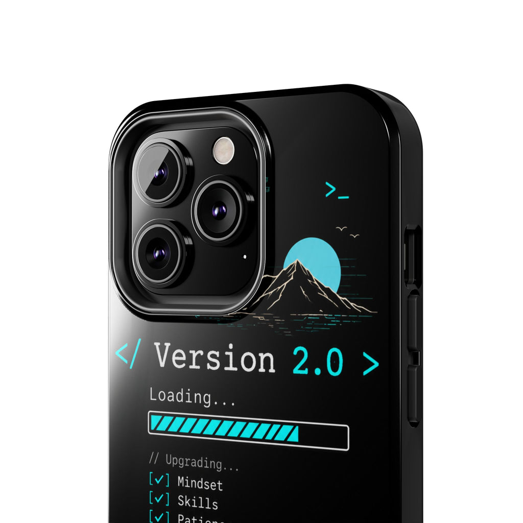 "< Version 2.0 >" Motivational Programmer Coding Graphic Design Tough Phone Case