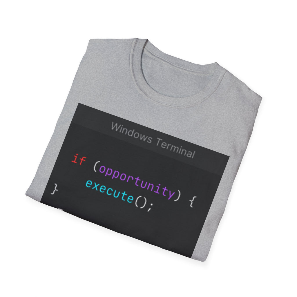 "if (opportunity) { execute(); }" Coding Terminal Motivational Graphic T-Shirt