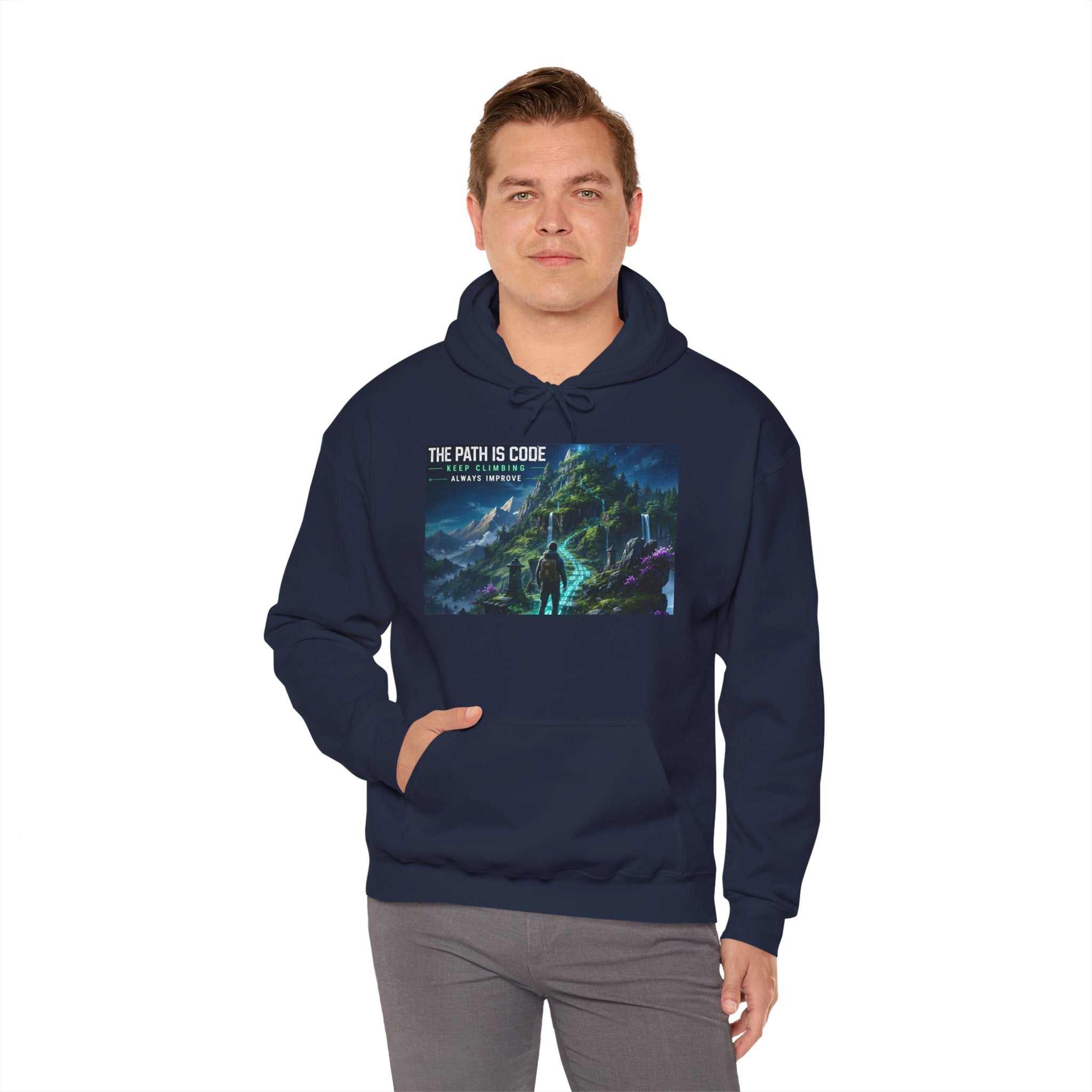"The Path Is Code" Motivational Programming Mountaintop Pathway Graphic Design Hoodie