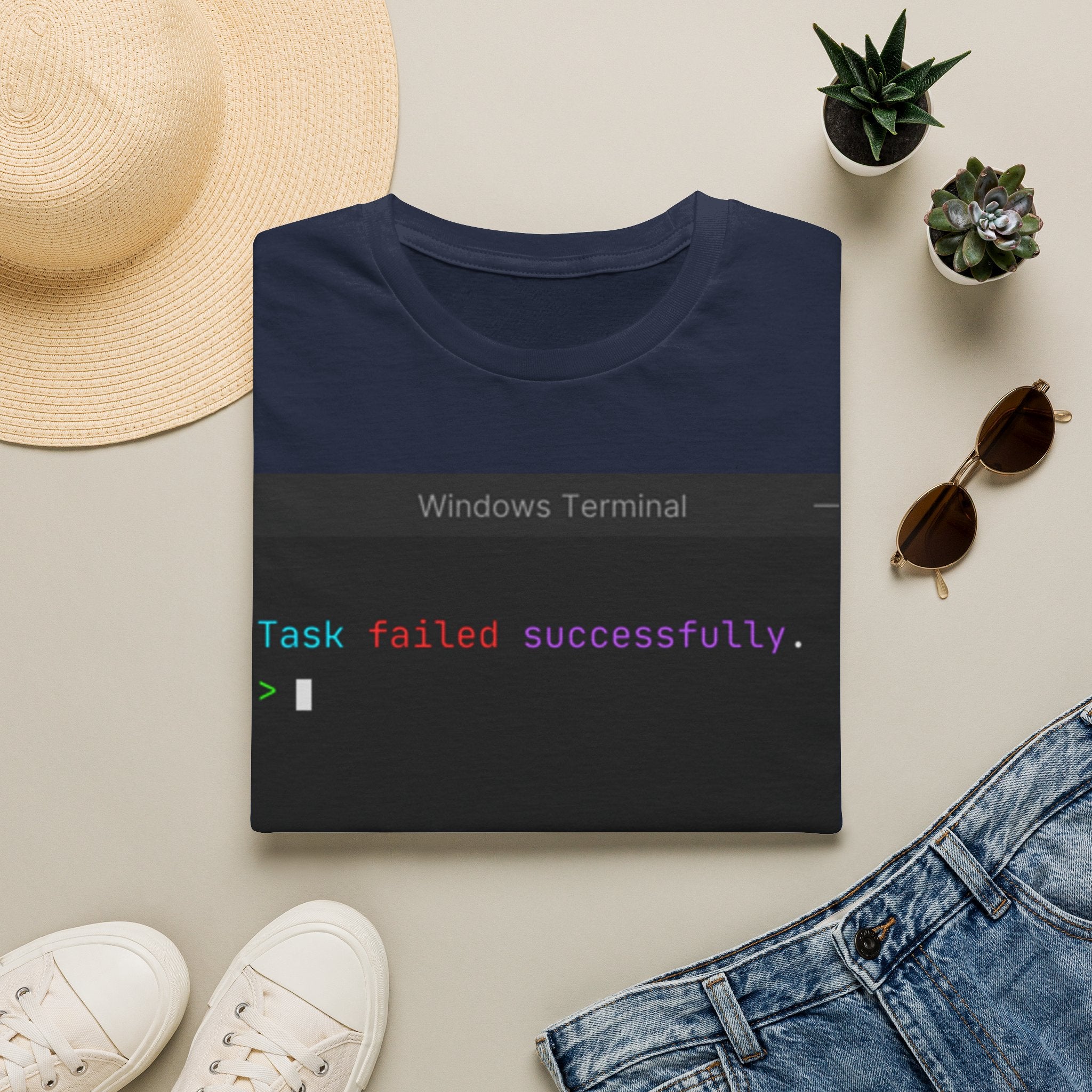 "Task Failed Successfully" Coding Terminal Tech Humor Graphic T-Shirt