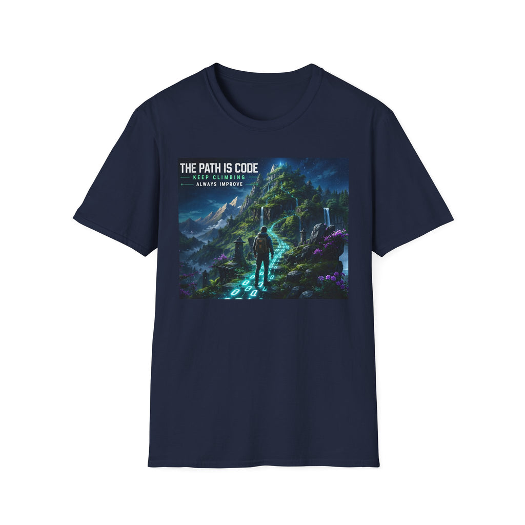 "The Path Is Code" Motivational Programming Mountaintop Pathway Graphic Design T-Shirt