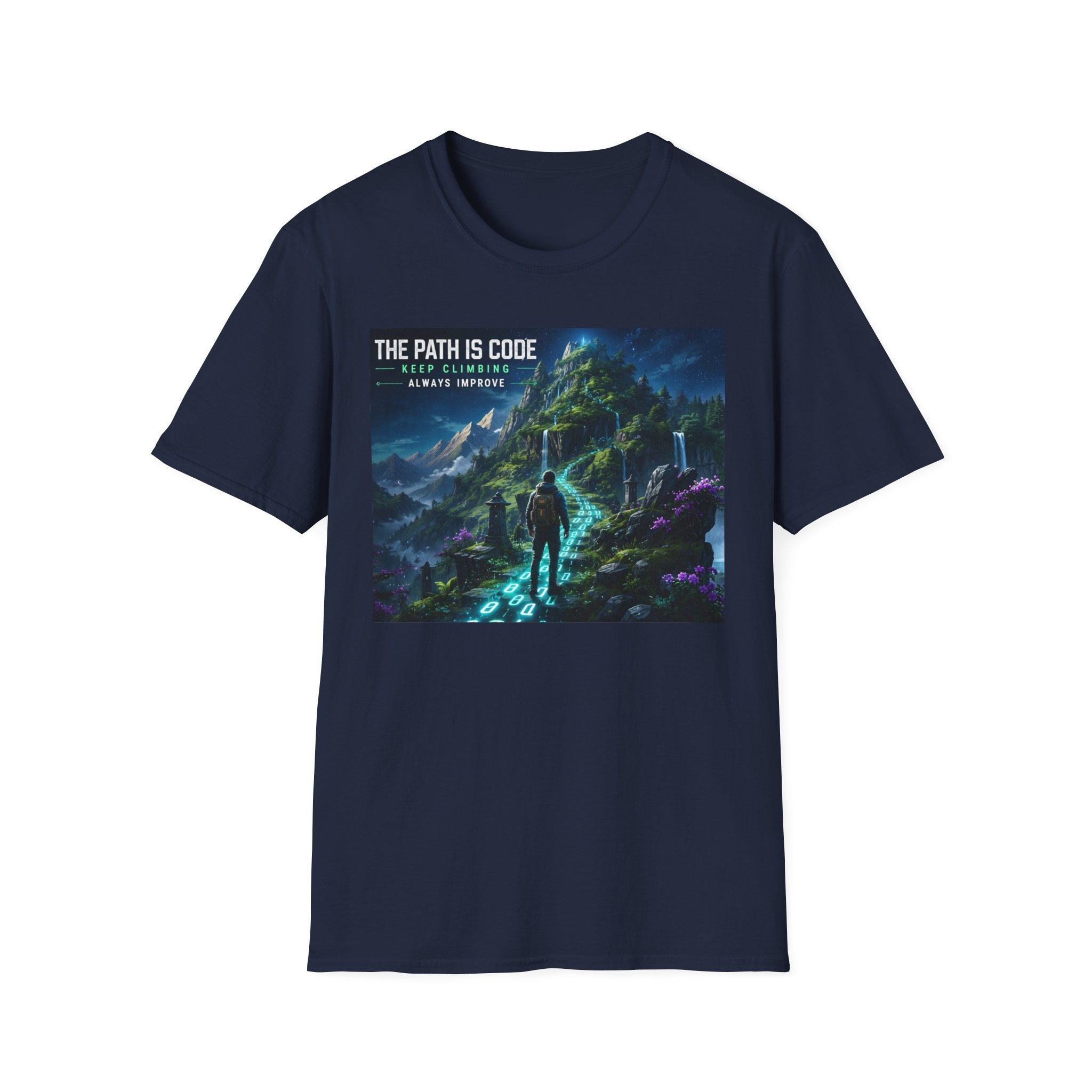 "The Path Is Code" Motivational Programming Mountaintop Pathway Graphic Design T-Shirt