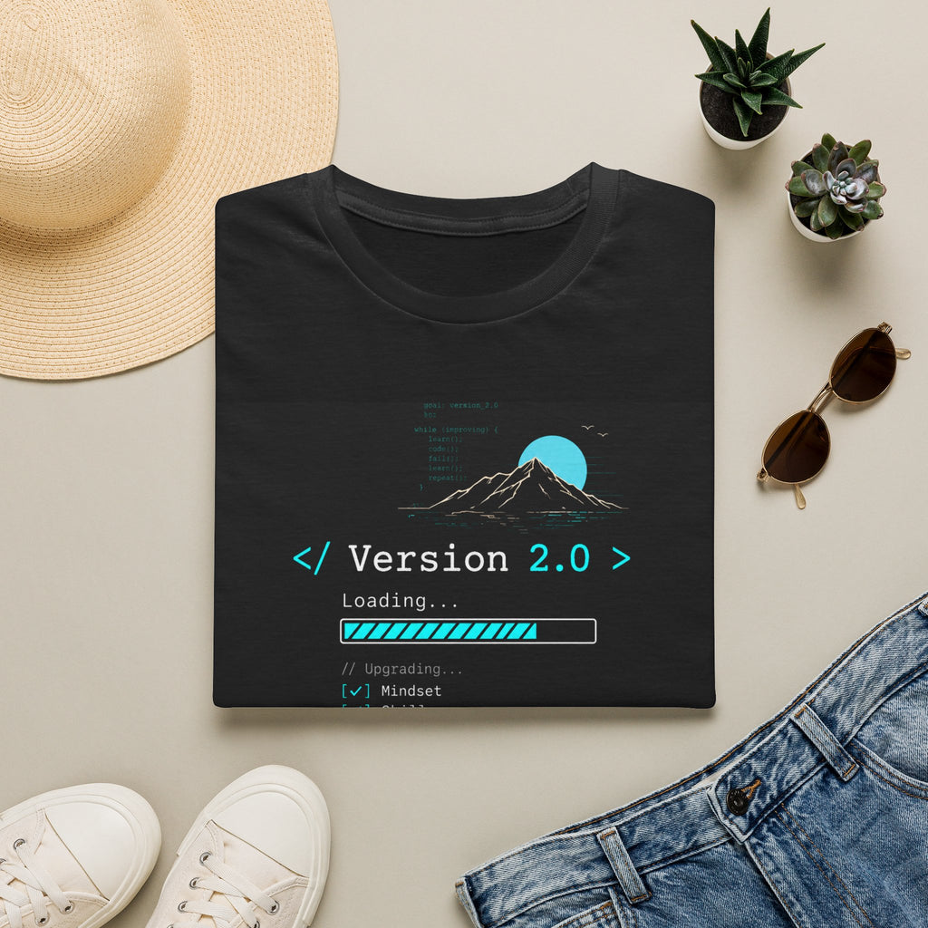 "Version 2.0" Motivational Programmer Coding Graphic Design T-Shirt