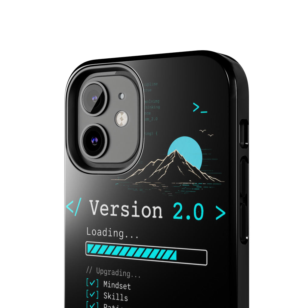 "< Version 2.0 >" Motivational Programmer Coding Graphic Design Tough Phone Case