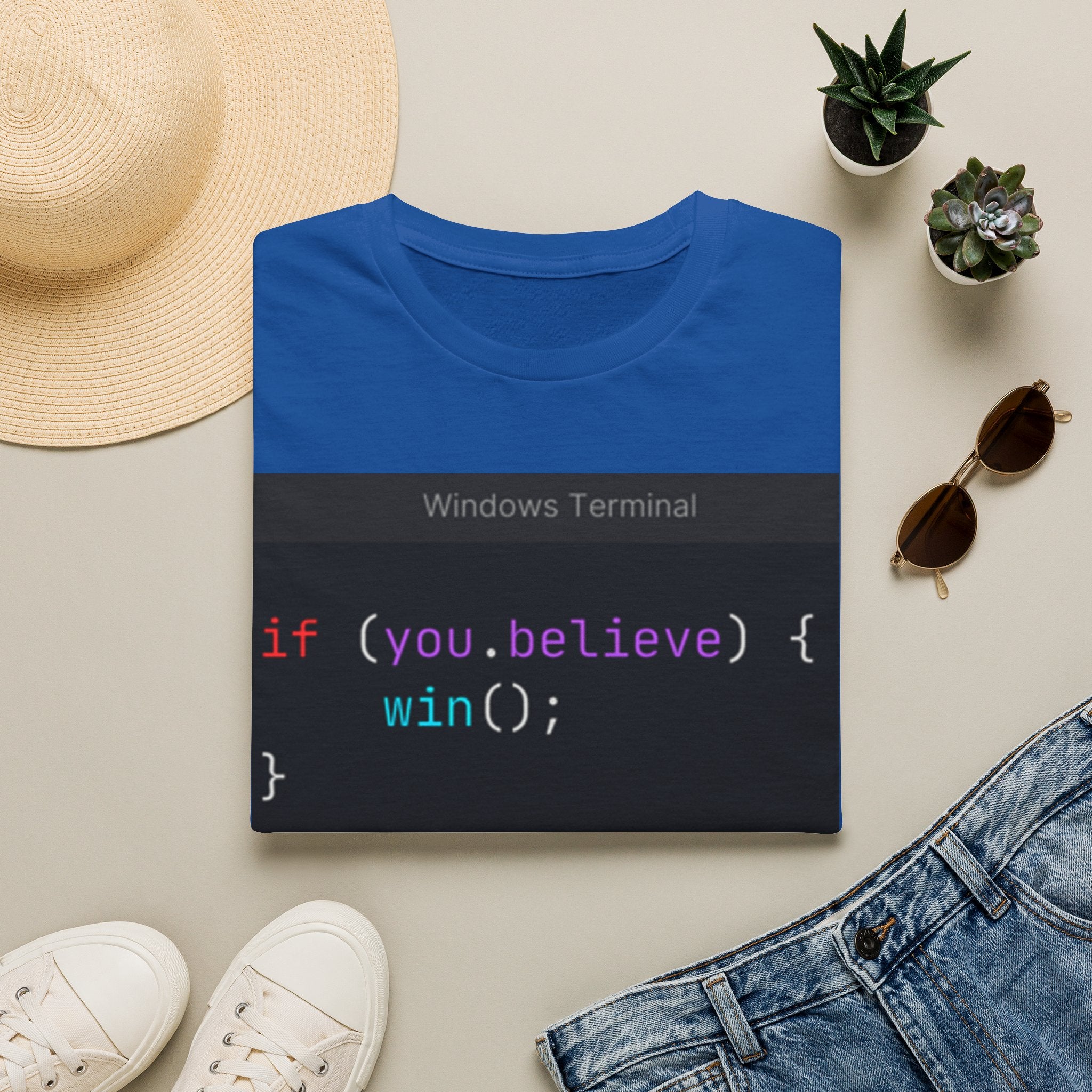 “if (you.believe) { win(); }” Coding Terminal Motivational Graphic T-Shirt