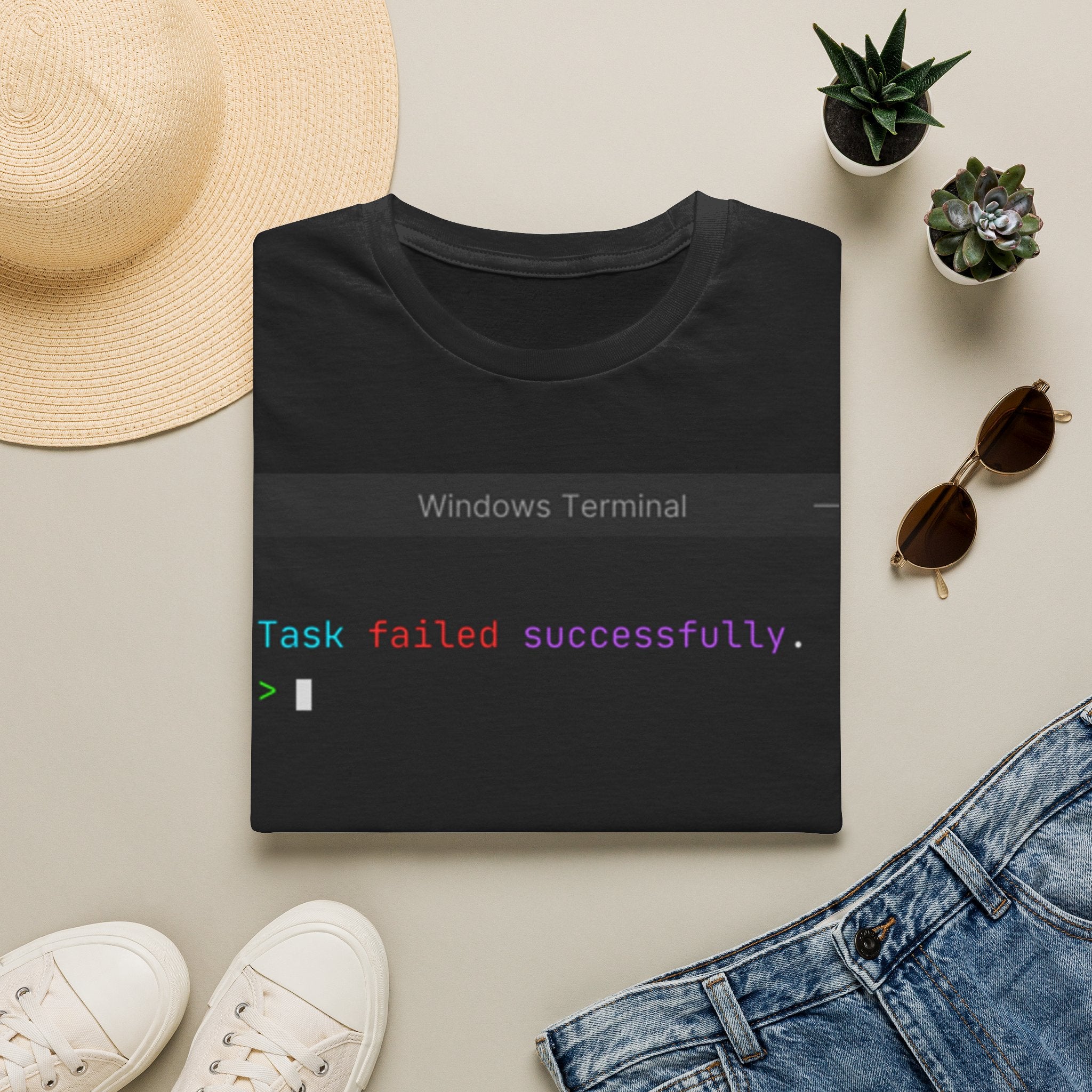 "Task Failed Successfully" Coding Terminal Tech Humor Graphic T-Shirt