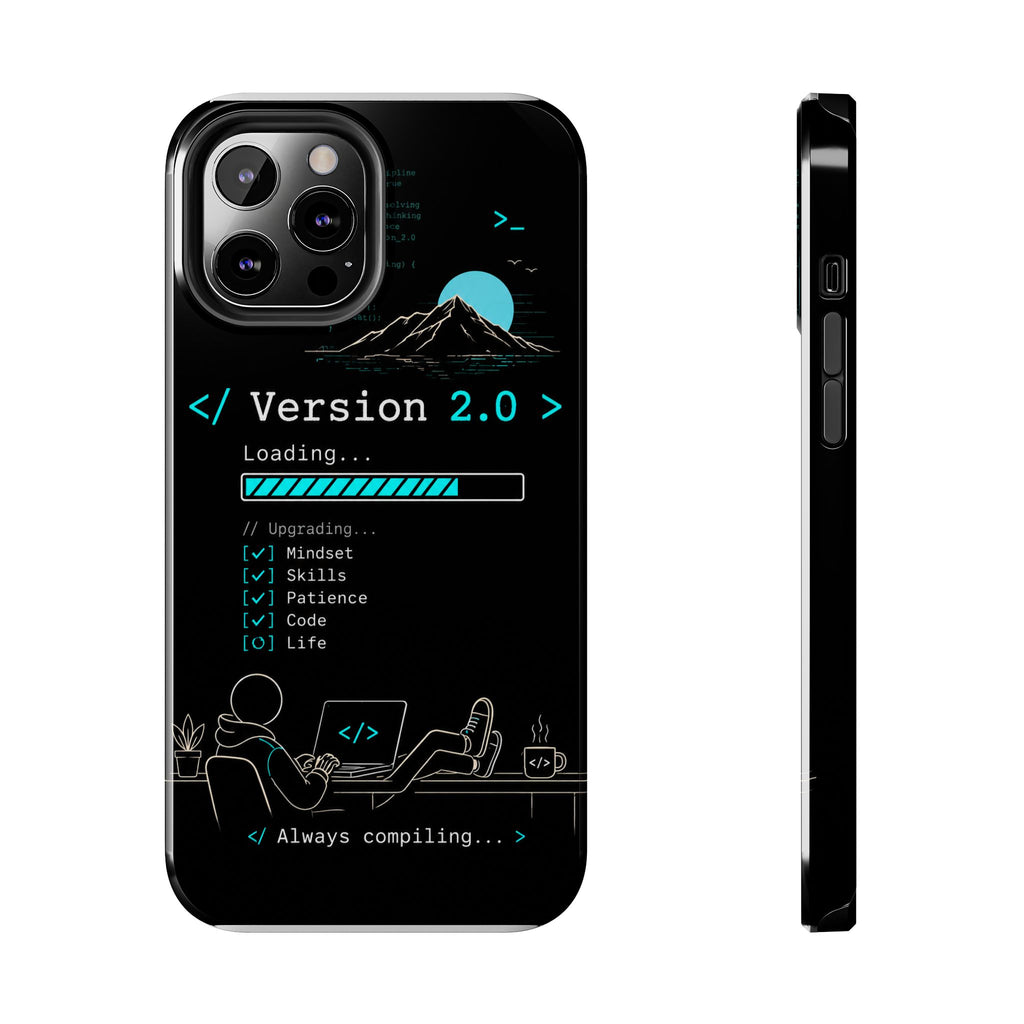 "< Version 2.0 >" Motivational Programmer Coding Graphic Design Tough Phone Case