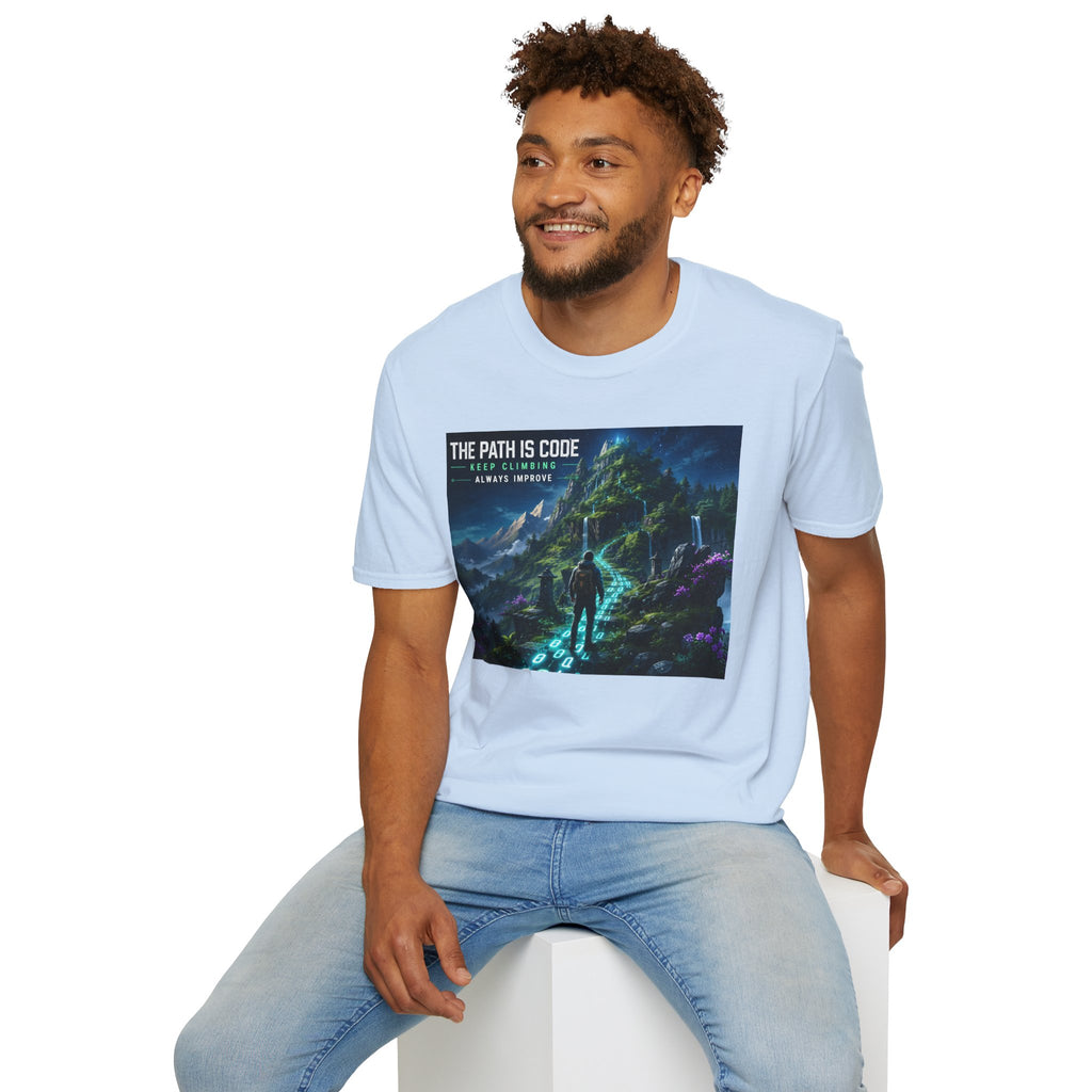 "The Path Is Code" Motivational Programming Mountaintop Pathway Graphic Design T-Shirt