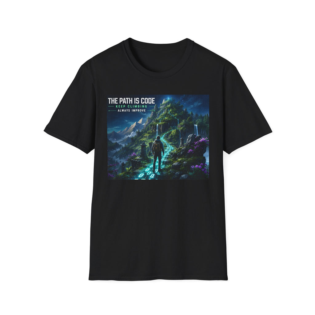"The Path Is Code" Motivational Programming Mountaintop Pathway Graphic Design T-Shirt