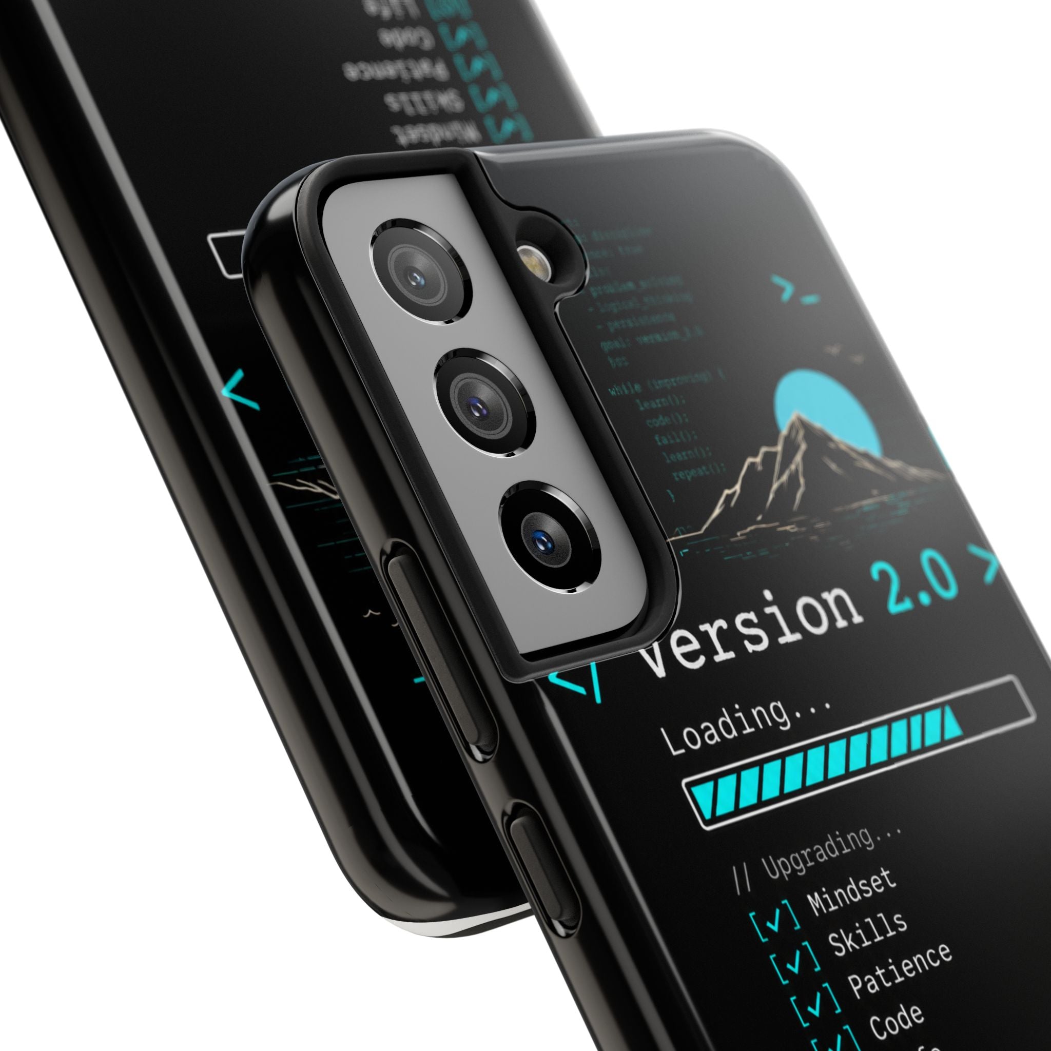 "< Version 2.0 >" Motivational Programmer Coding Graphic Design Tough Phone Case