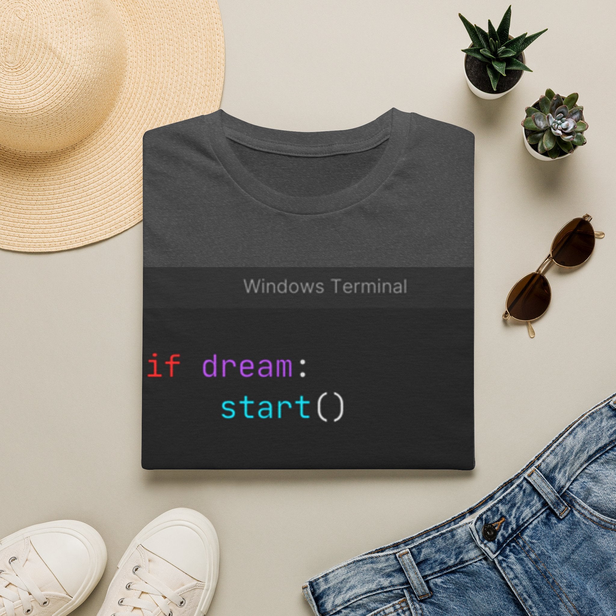 "if dream: start()" Coding Terminal Motivational Graphic T-Shirt