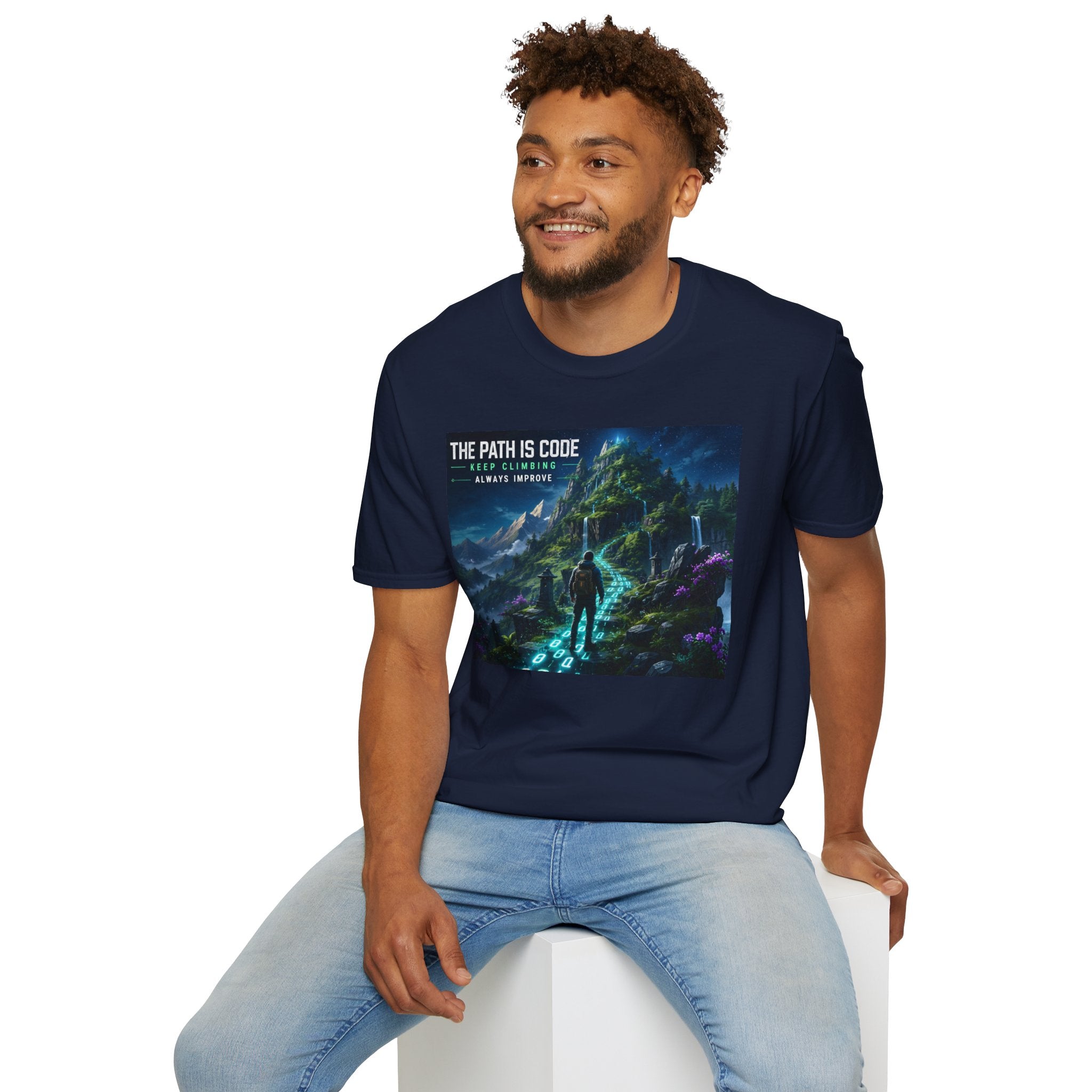 "The Path Is Code" Motivational Programming Mountaintop Pathway Graphic Design T-Shirt