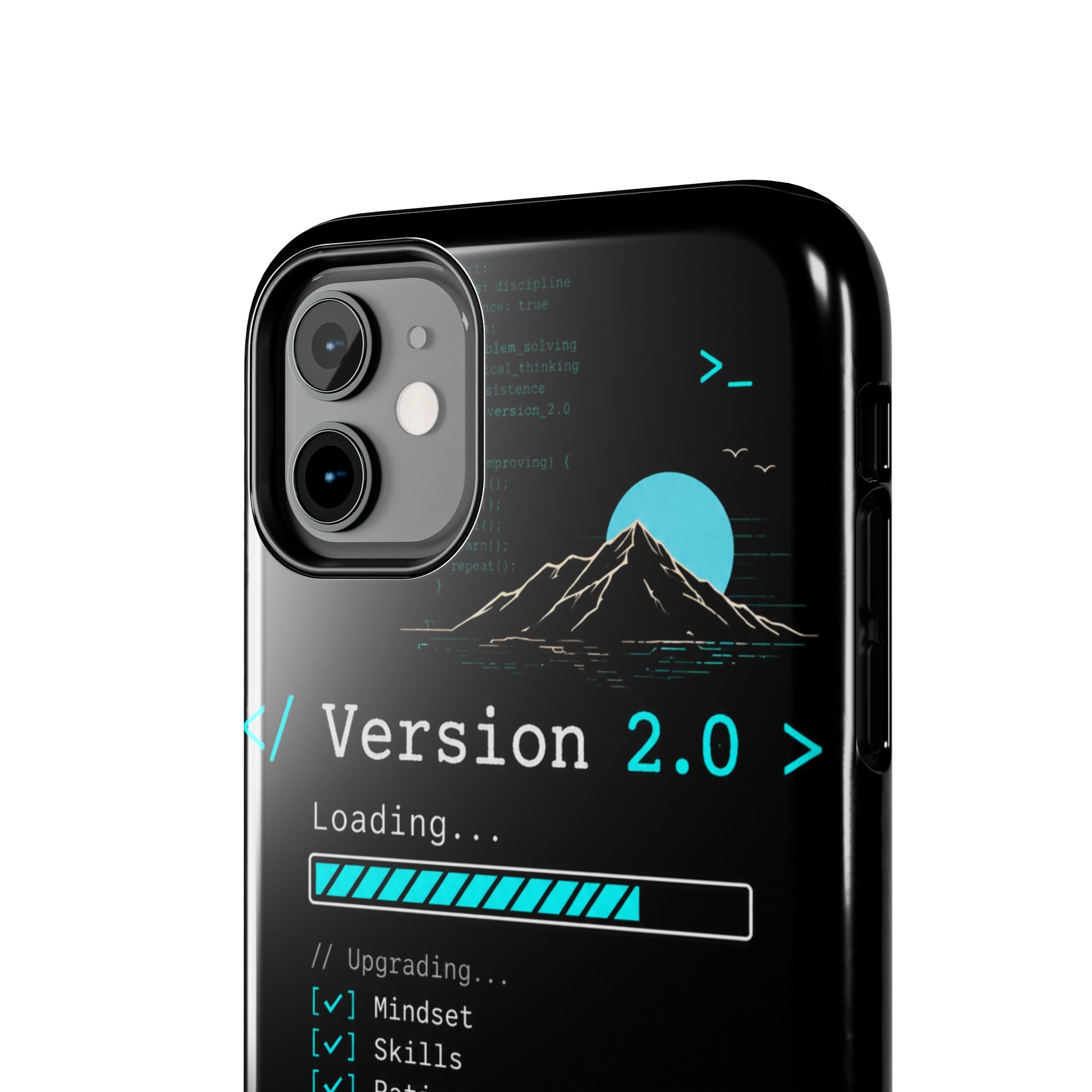 "< Version 2.0 >" Motivational Programmer Coding Graphic Design Tough Phone Case