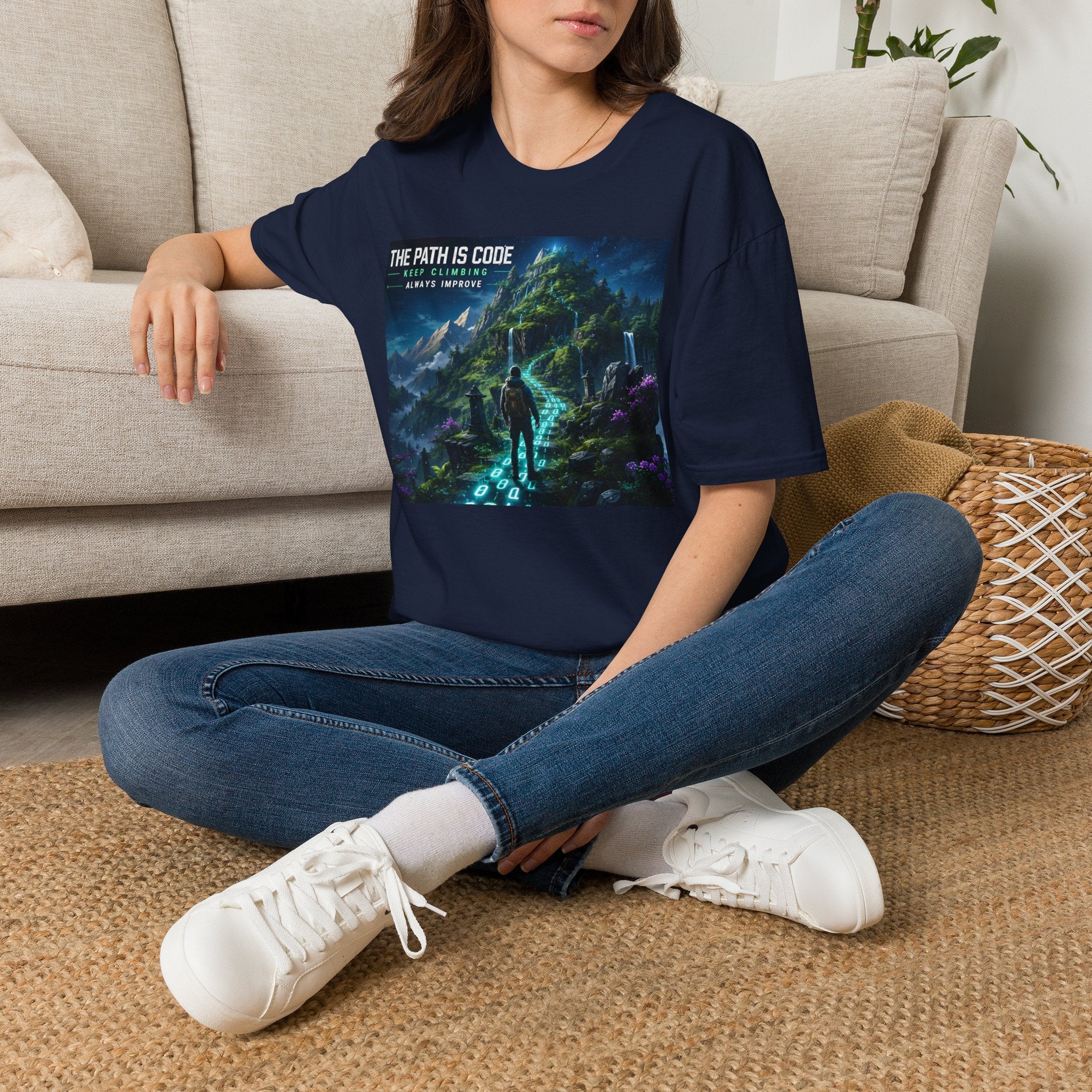 "The Path Is Code" Motivational Programming Mountaintop Pathway Graphic Design T-Shirt
