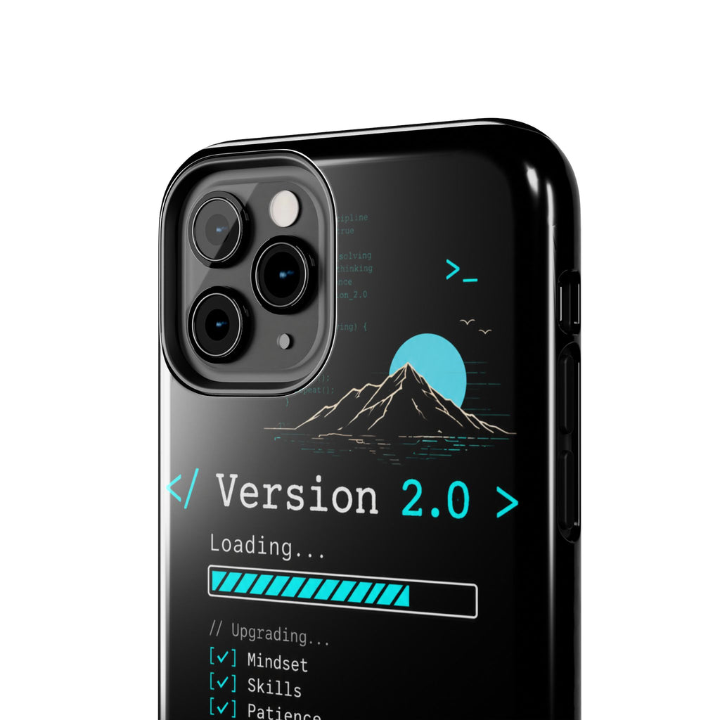 "< Version 2.0 >" Motivational Programmer Coding Graphic Design Tough Phone Case