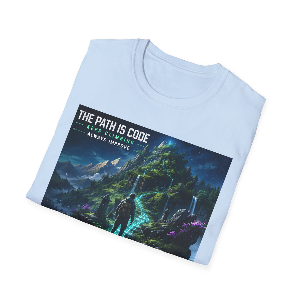 "The Path Is Code" Motivational Programming Mountaintop Pathway Graphic Design T-Shirt