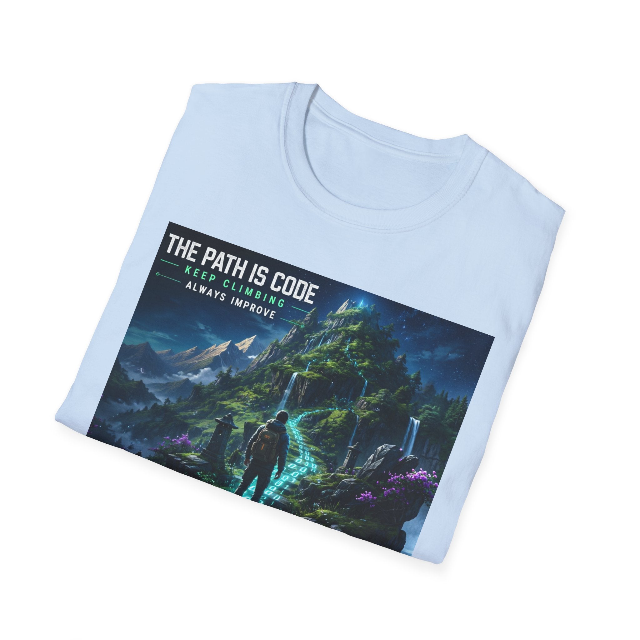 "The Path Is Code" Motivational Programming Mountaintop Pathway Graphic Design T-Shirt