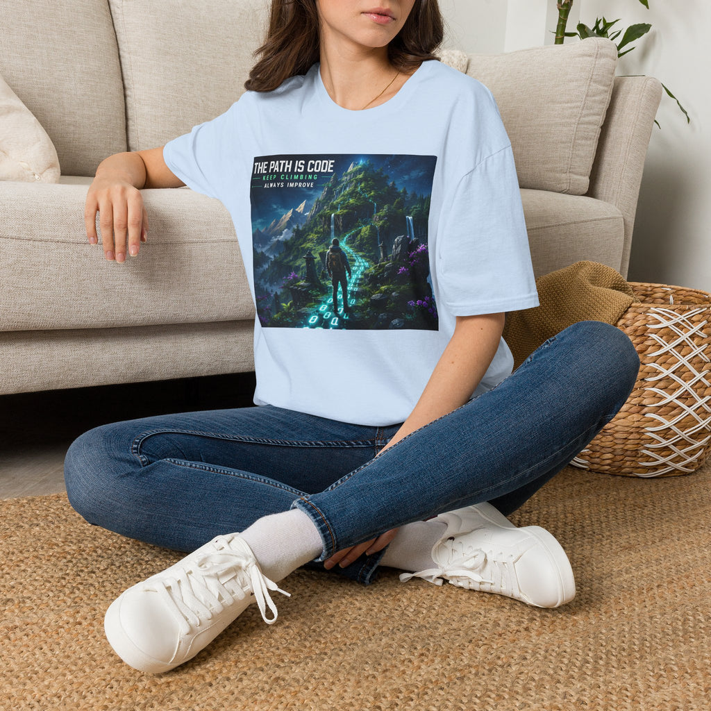 "The Path Is Code" Motivational Programming Mountaintop Pathway Graphic Design T-Shirt