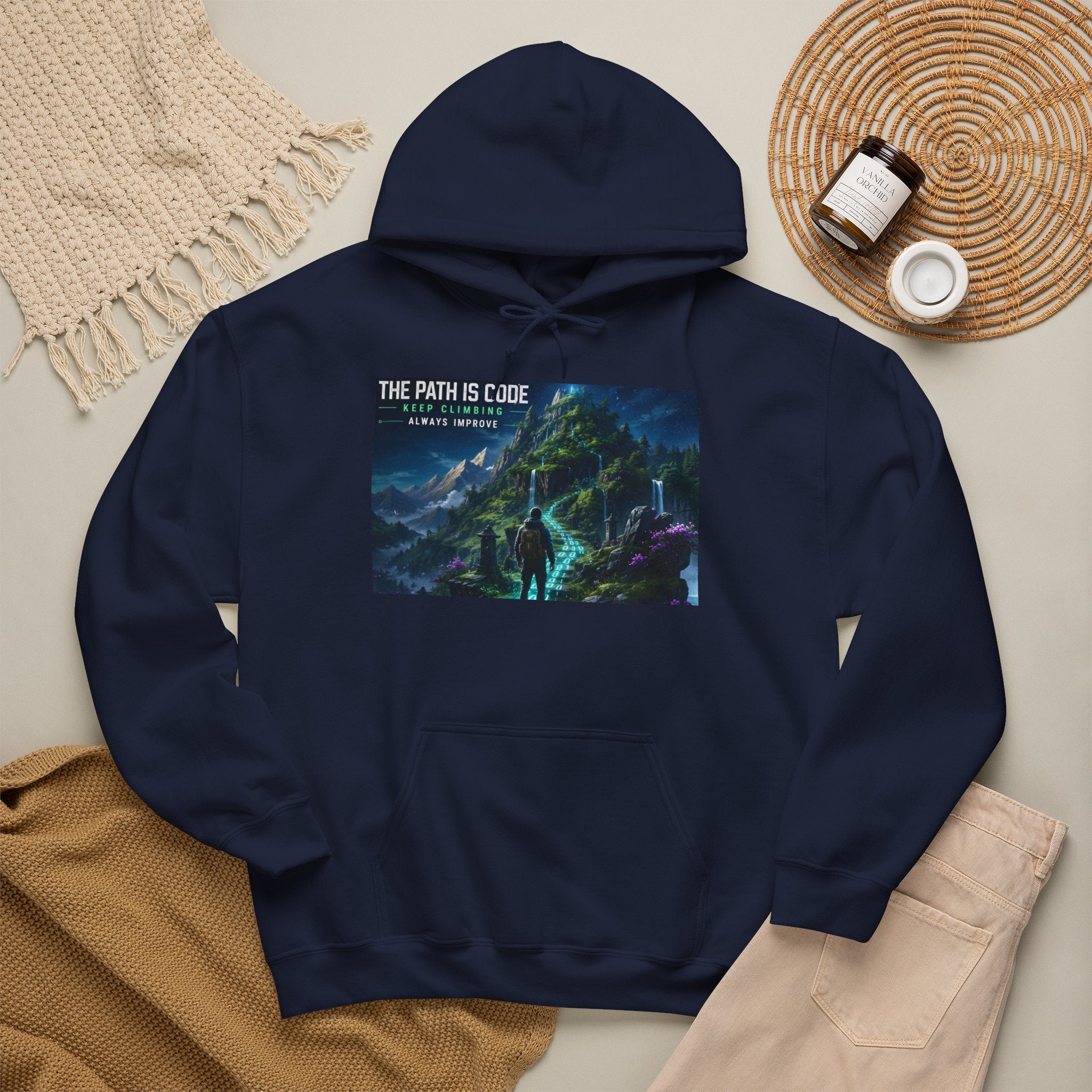 "The Path Is Code" Motivational Programming Mountaintop Pathway Graphic Design Hoodie