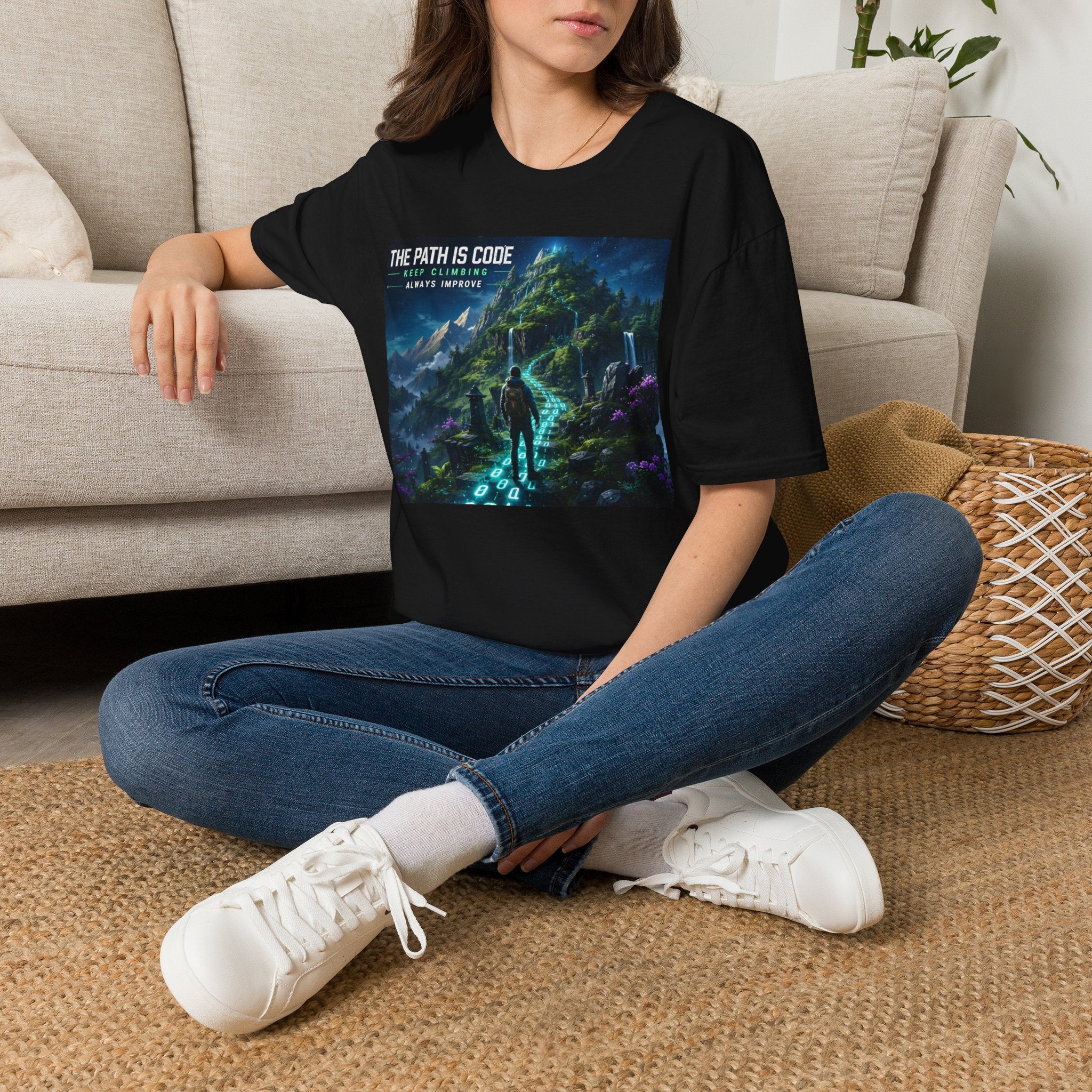 "The Path Is Code" Motivational Programming Mountaintop Pathway Graphic Design T-Shirt
