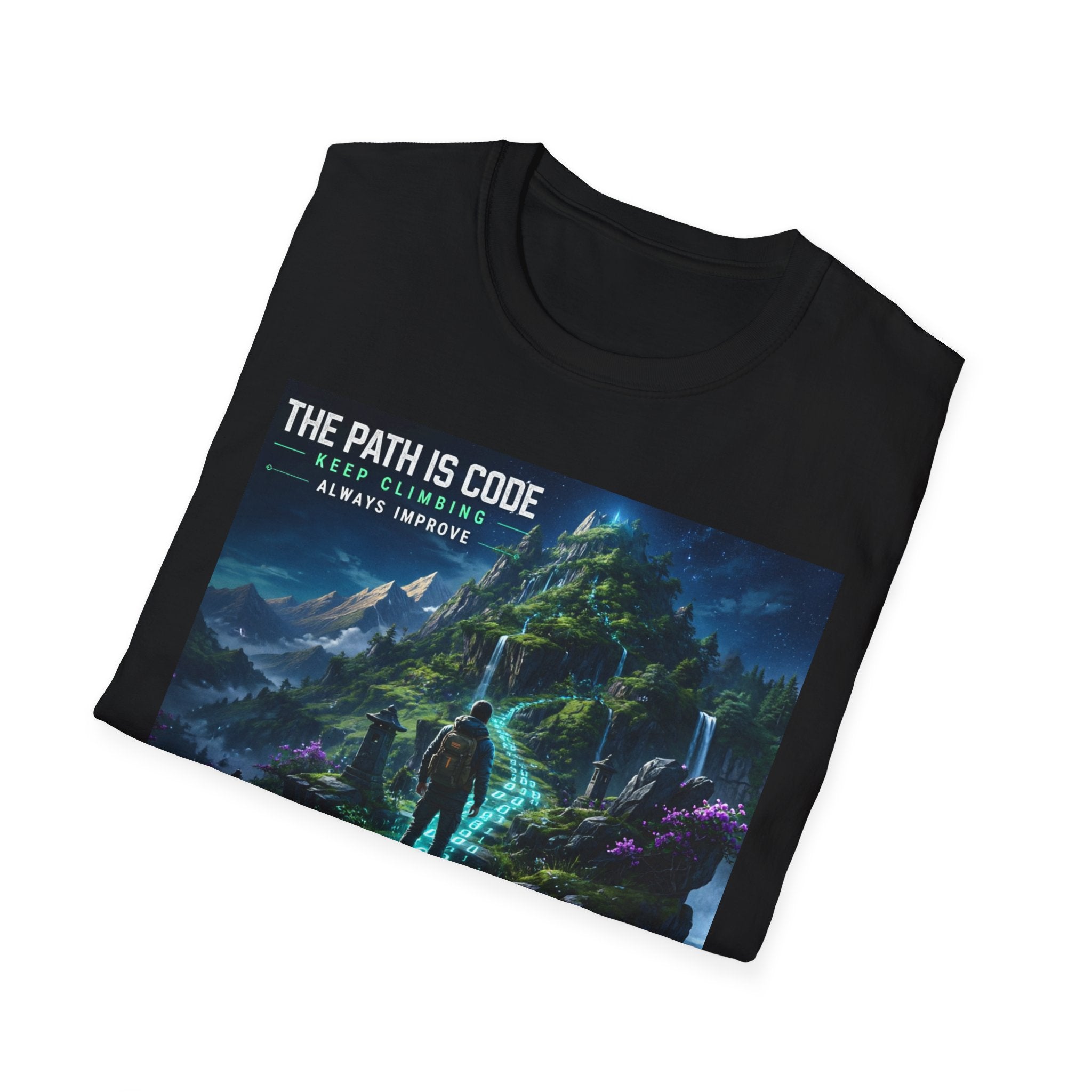 "The Path Is Code" Motivational Programming Mountaintop Pathway Graphic Design T-Shirt