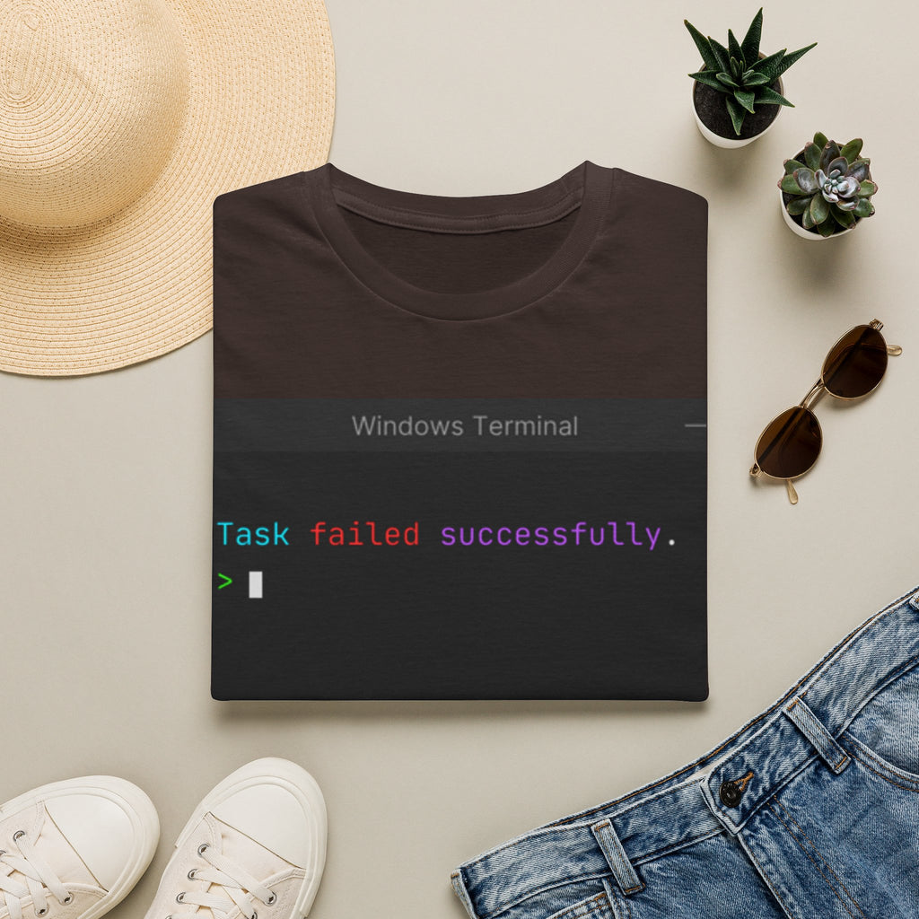 "Task Failed Successfully" Coding Terminal Tech Humor Graphic T-Shirt