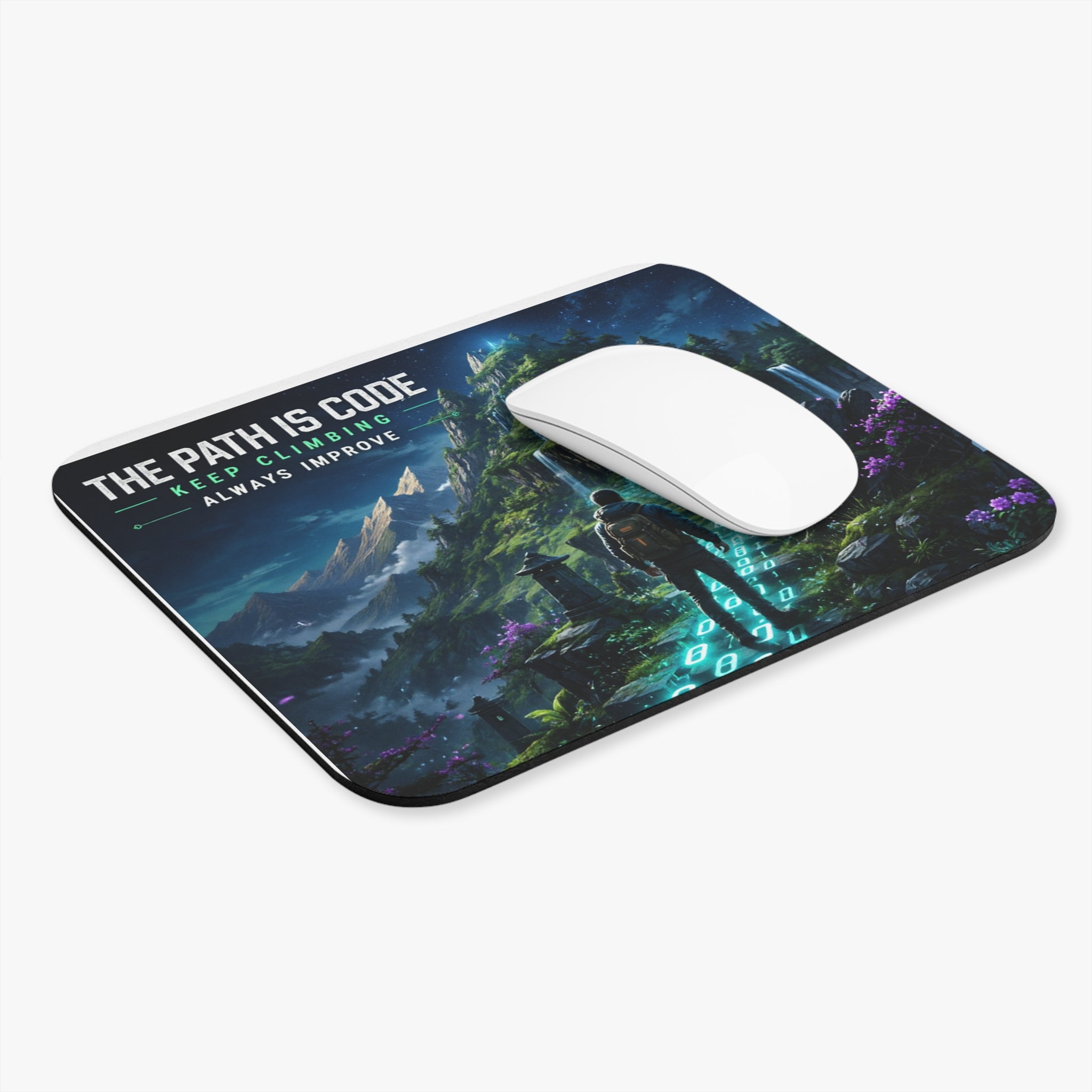"The Path Is Code" Motivational Programming Mountaintop Scenic Pathway Graphic Design Mouse Pad