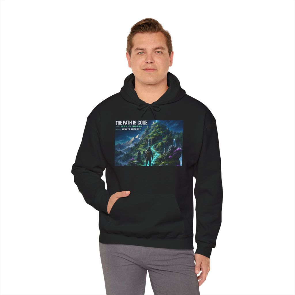 "The Path Is Code" Motivational Programming Mountaintop Pathway Graphic Design Hoodie