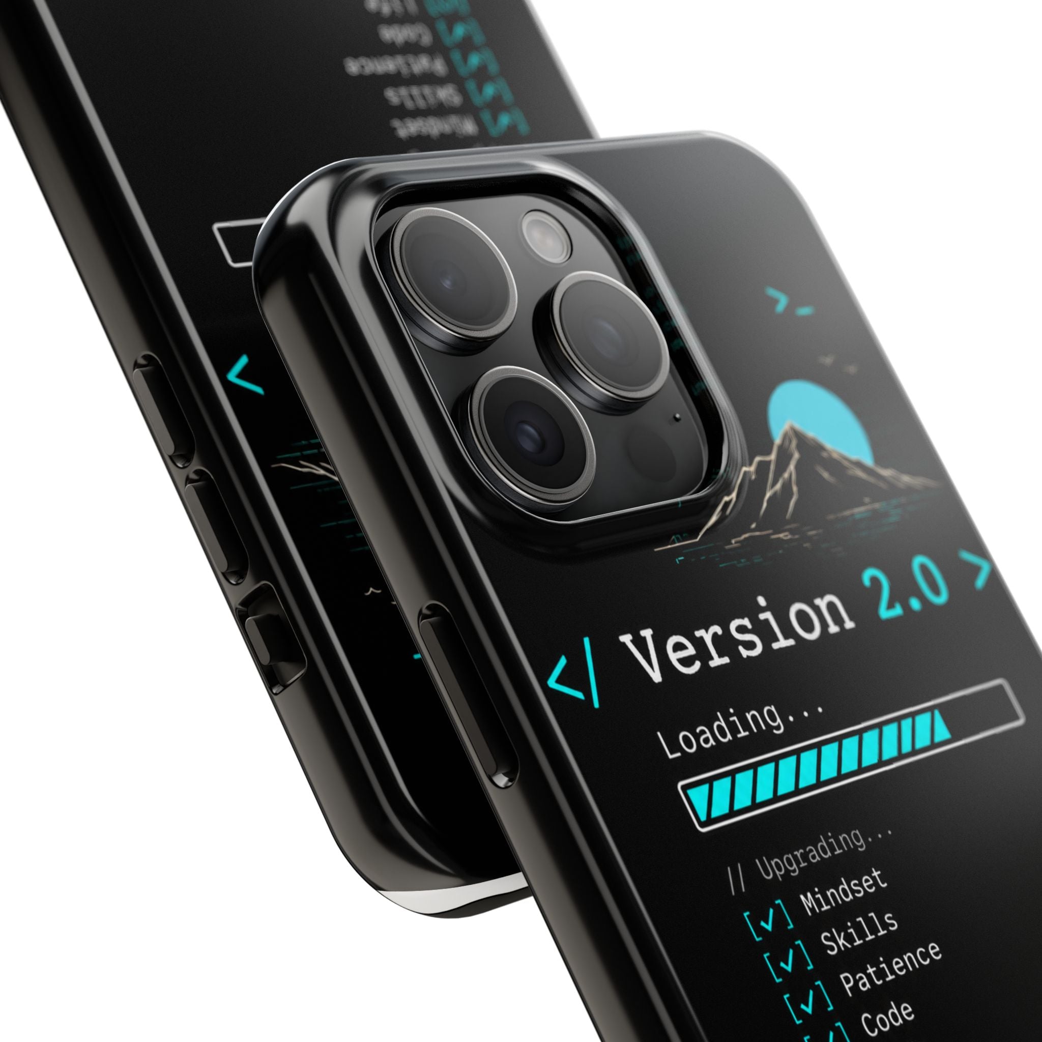 "< Version 2.0 >" Motivational Programmer Coding Graphic Design Tough Phone Case