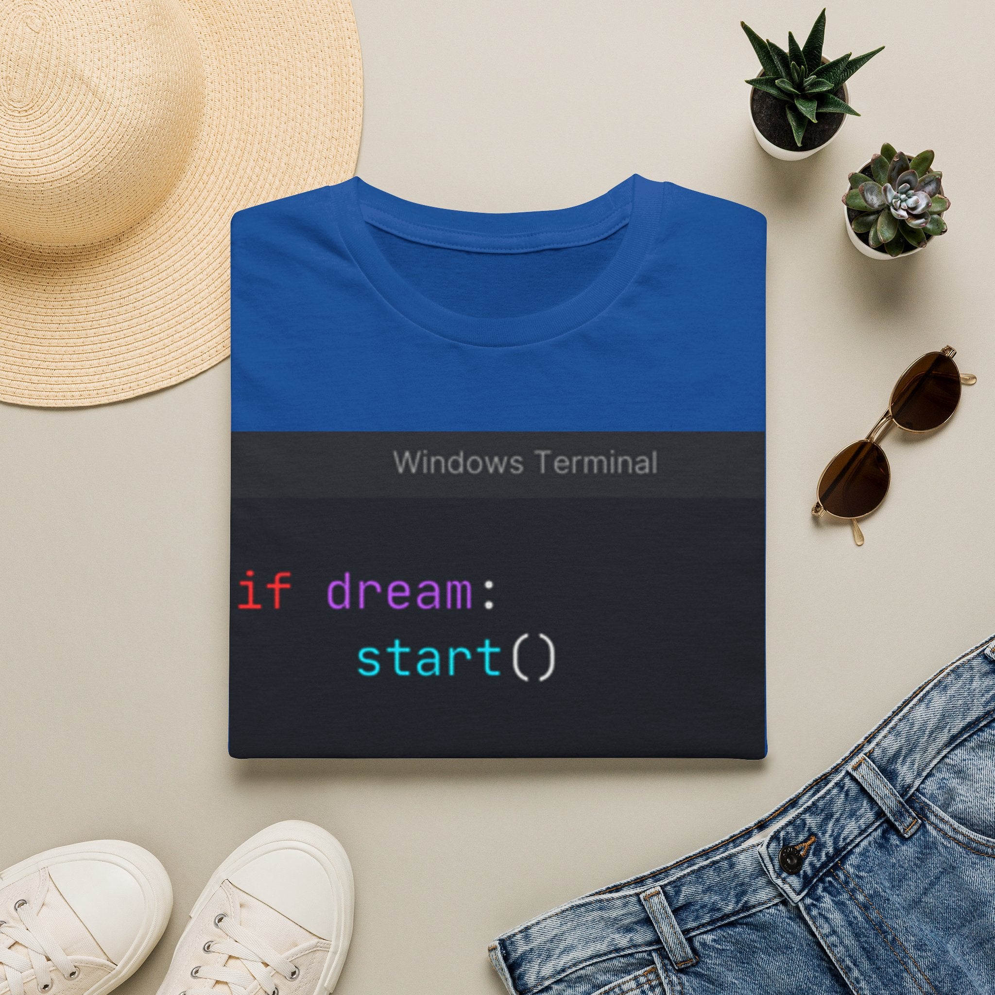 "if dream: start()" Coding Terminal Motivational Graphic T-Shirt