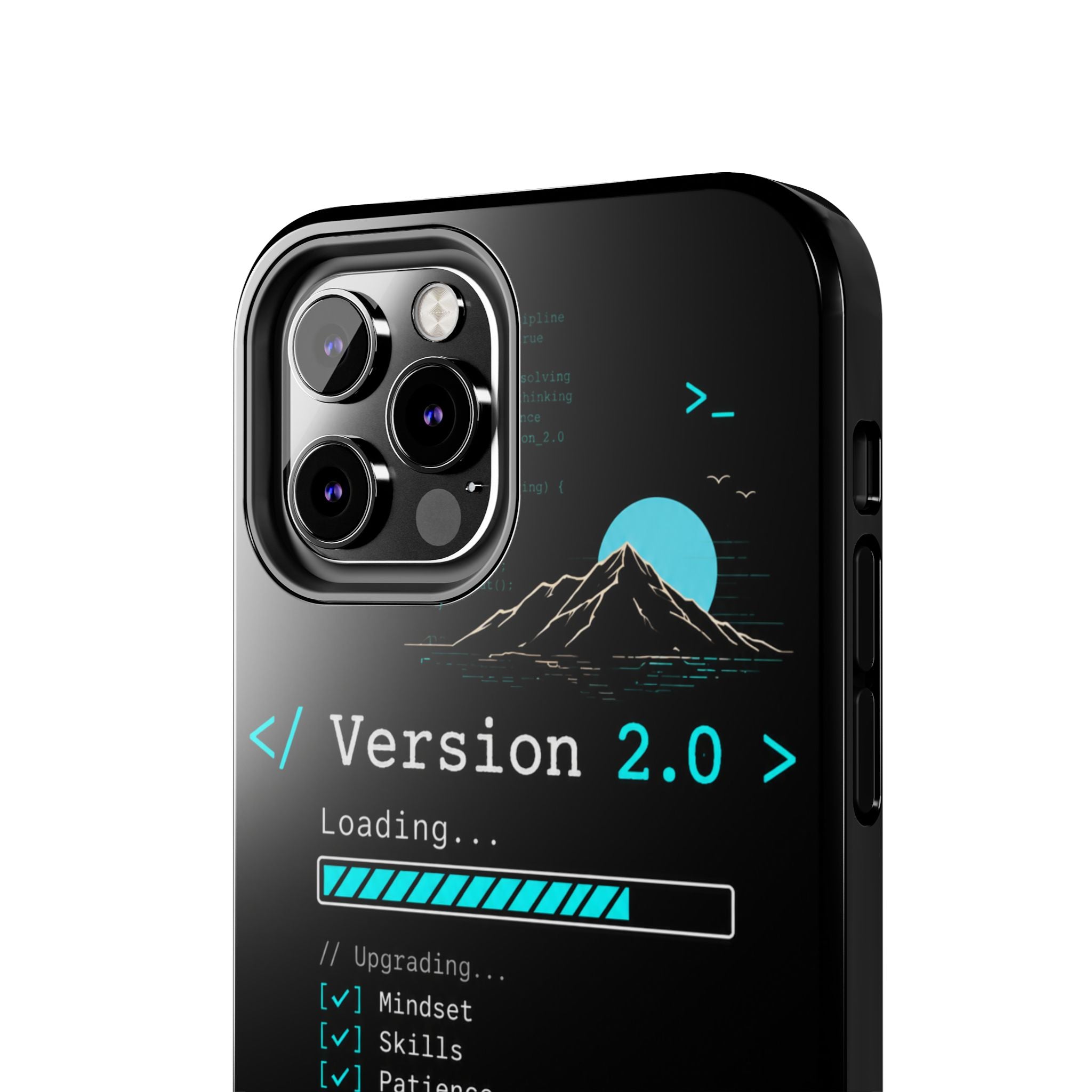 "< Version 2.0 >" Motivational Programmer Coding Graphic Design Tough Phone Case