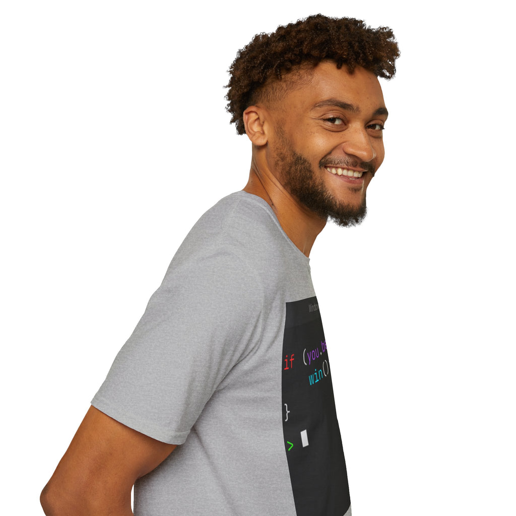 “if (you.believe) { win(); }” Coding Terminal Motivational Graphic T-Shirt