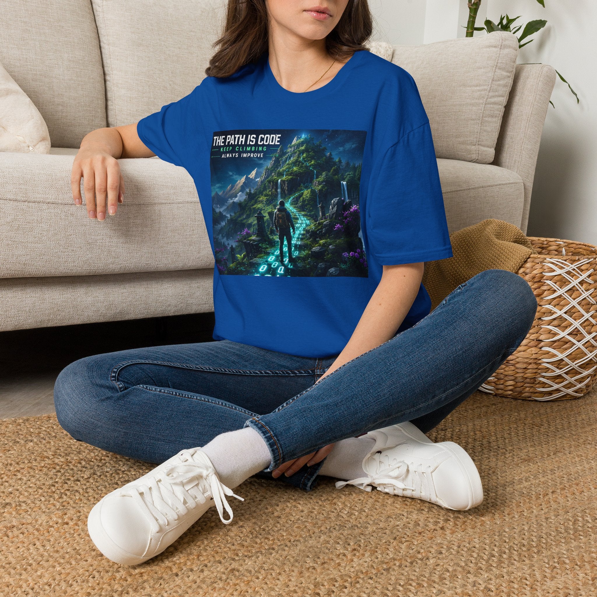 "The Path Is Code" Motivational Programming Mountaintop Pathway Graphic Design T-Shirt