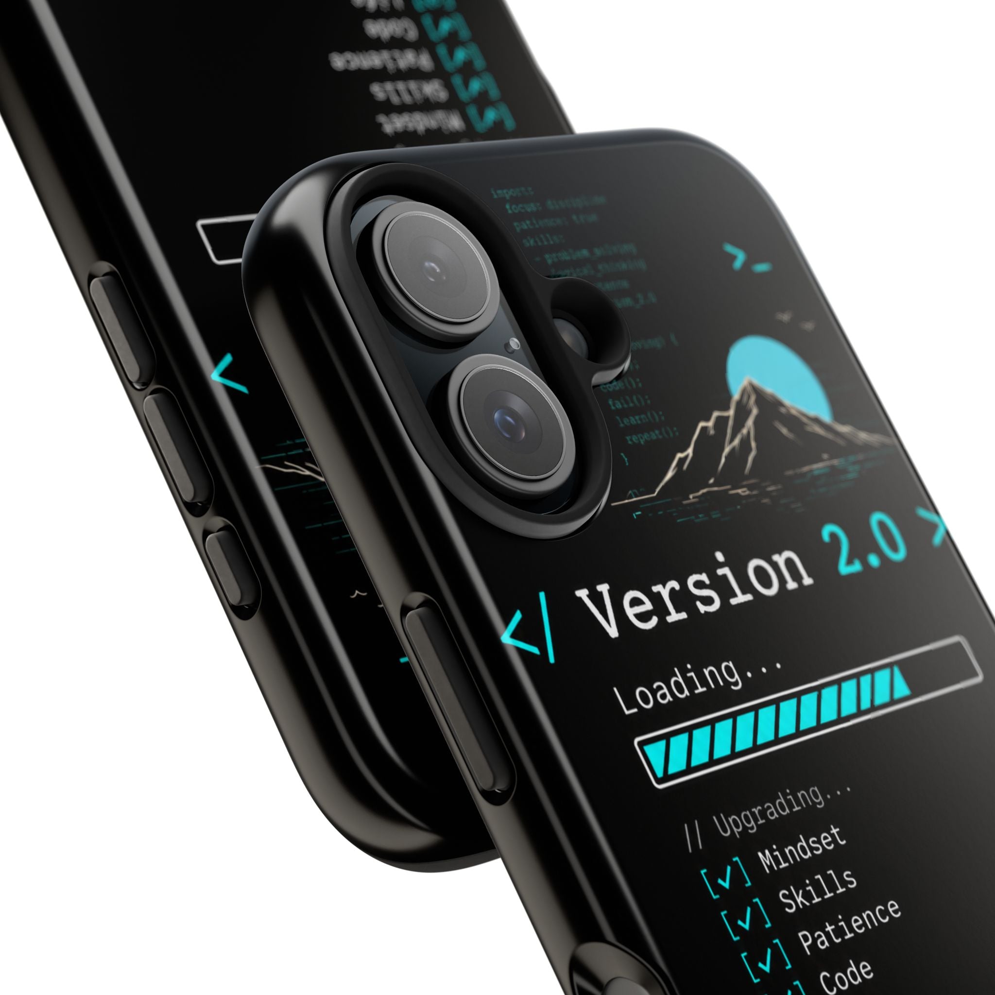 "< Version 2.0 >" Motivational Programmer Coding Graphic Design Tough Phone Case