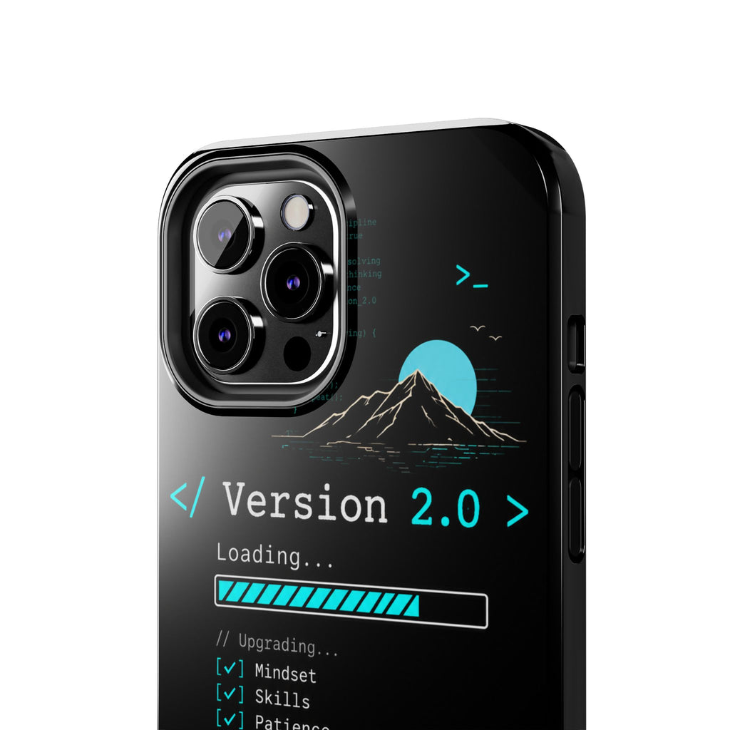 "< Version 2.0 >" Motivational Programmer Coding Graphic Design Tough Phone Case
