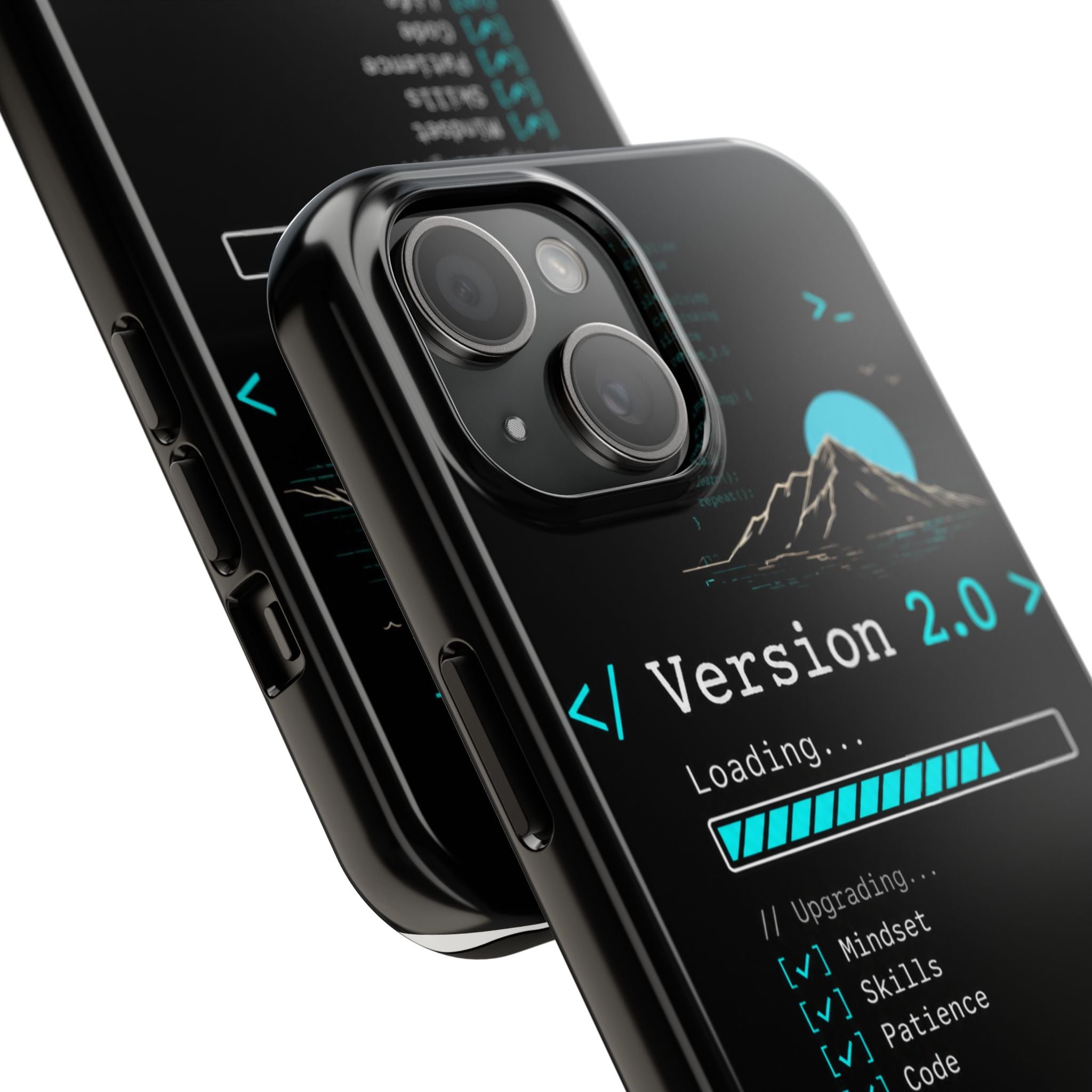 "< Version 2.0 >" Motivational Programmer Coding Graphic Design Tough Phone Case