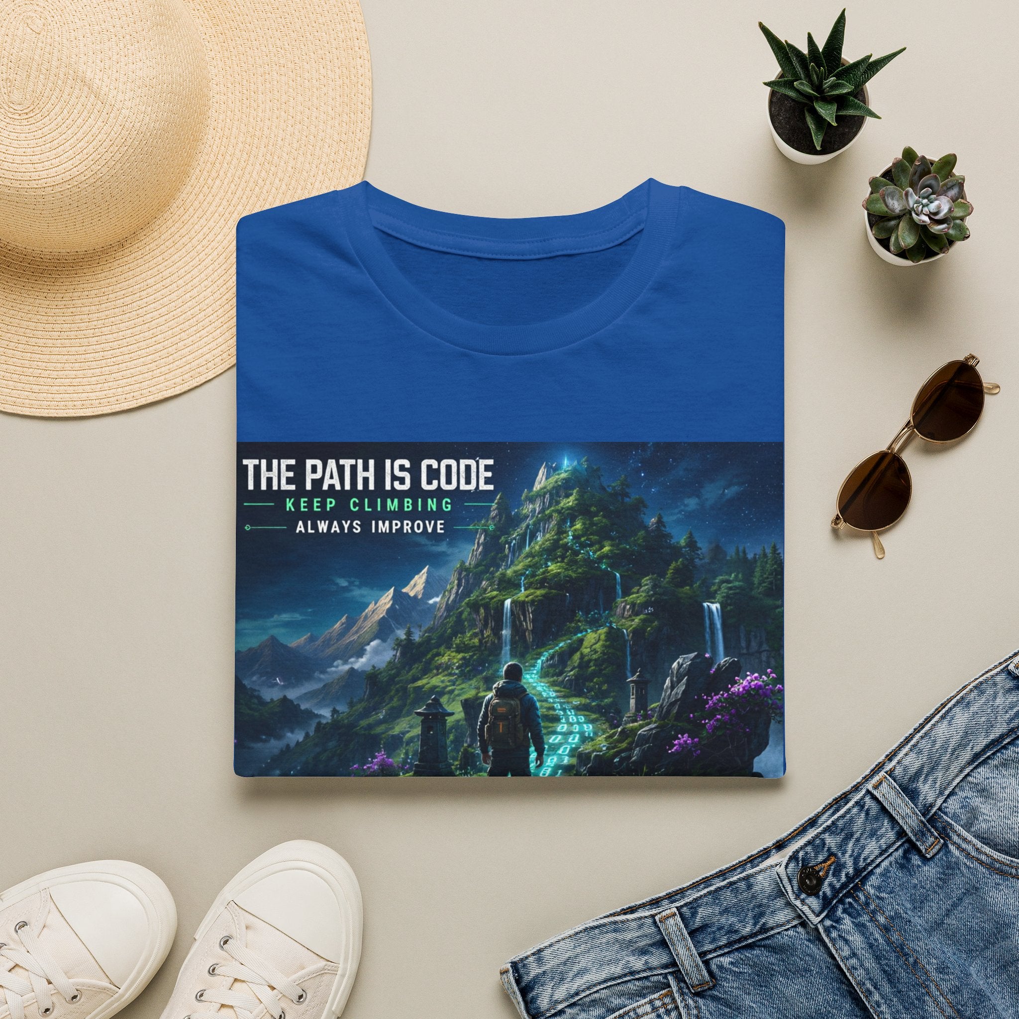 "The Path Is Code" Motivational Programming Mountaintop Pathway Graphic Design T-Shirt