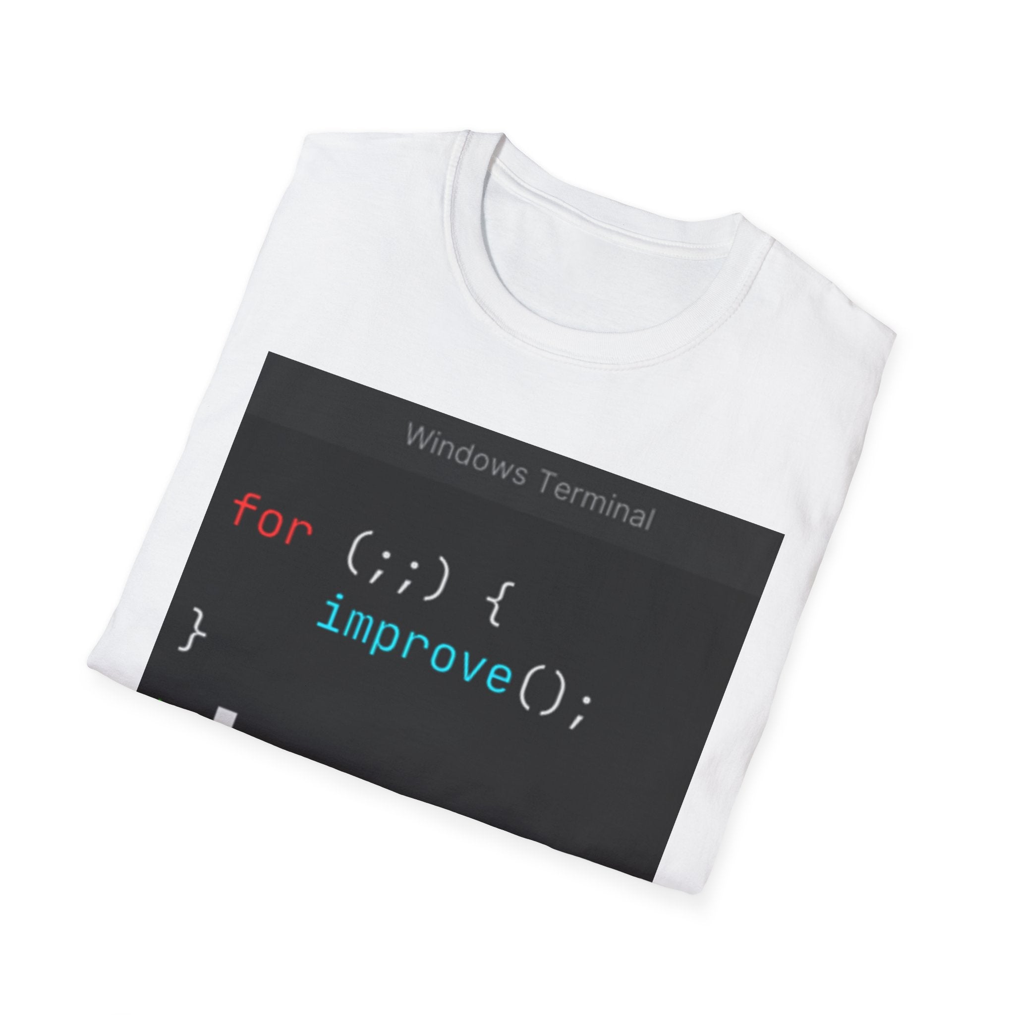 “for (;;){ improve(); }” Coding Terminal Motivational Graphic T-Shirt